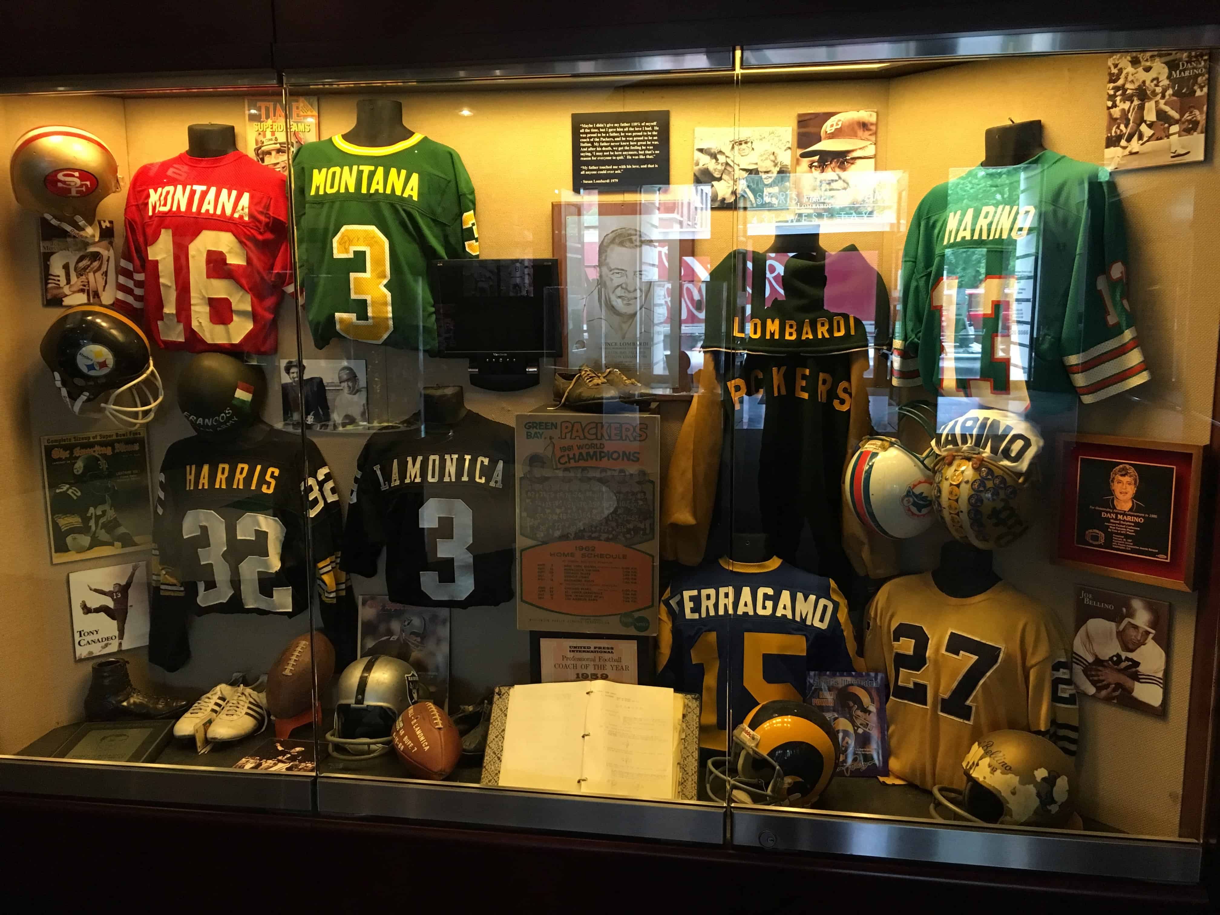 Football display at the National Italian American Sports Hall of Fame