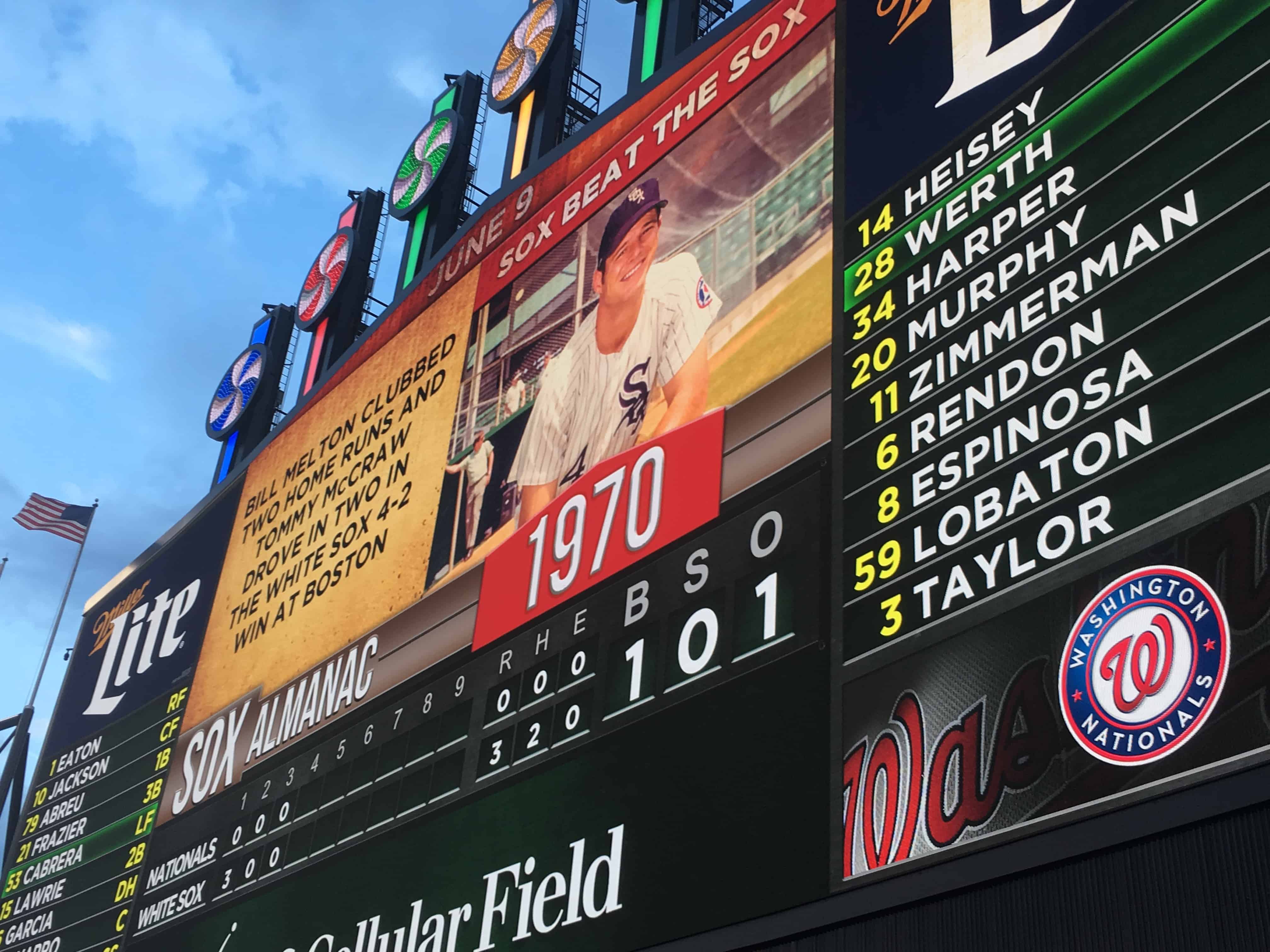 "Exploding" scoreboard at Guaranteed Rate Field in Chicago, Illinois