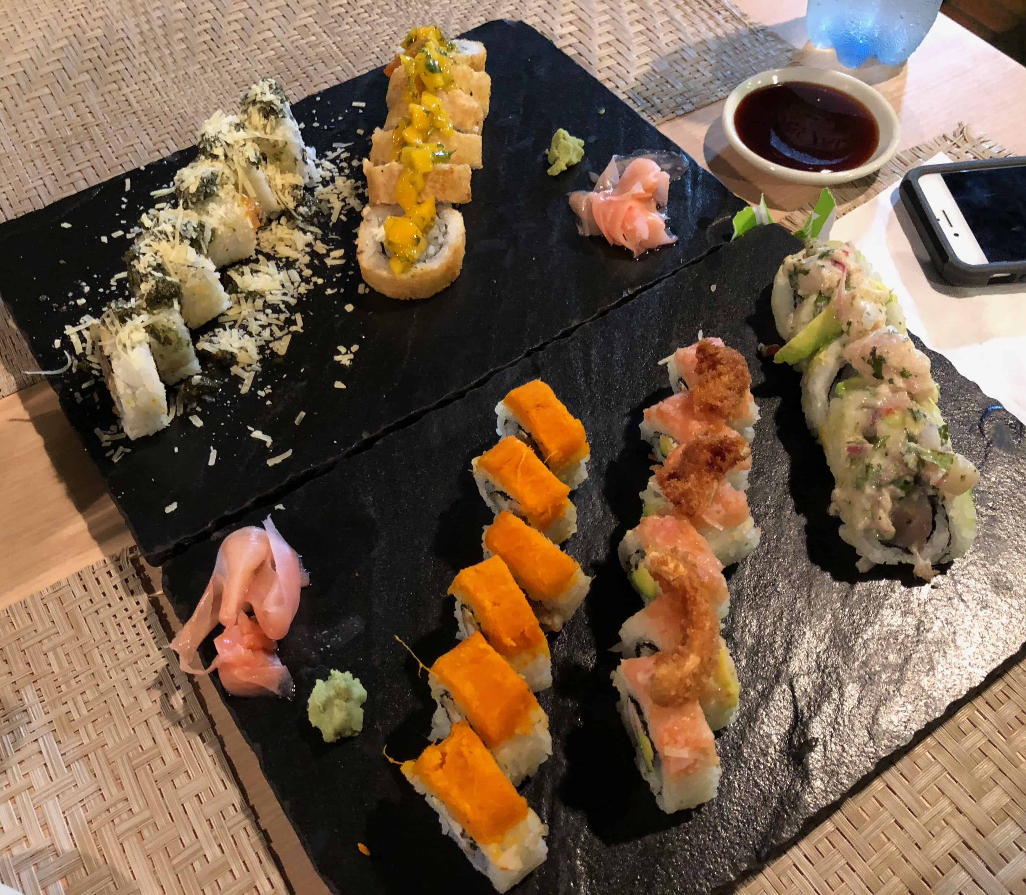 Sushi rolls at Sushi Green at Jardín Plaza in Cali, Colombia