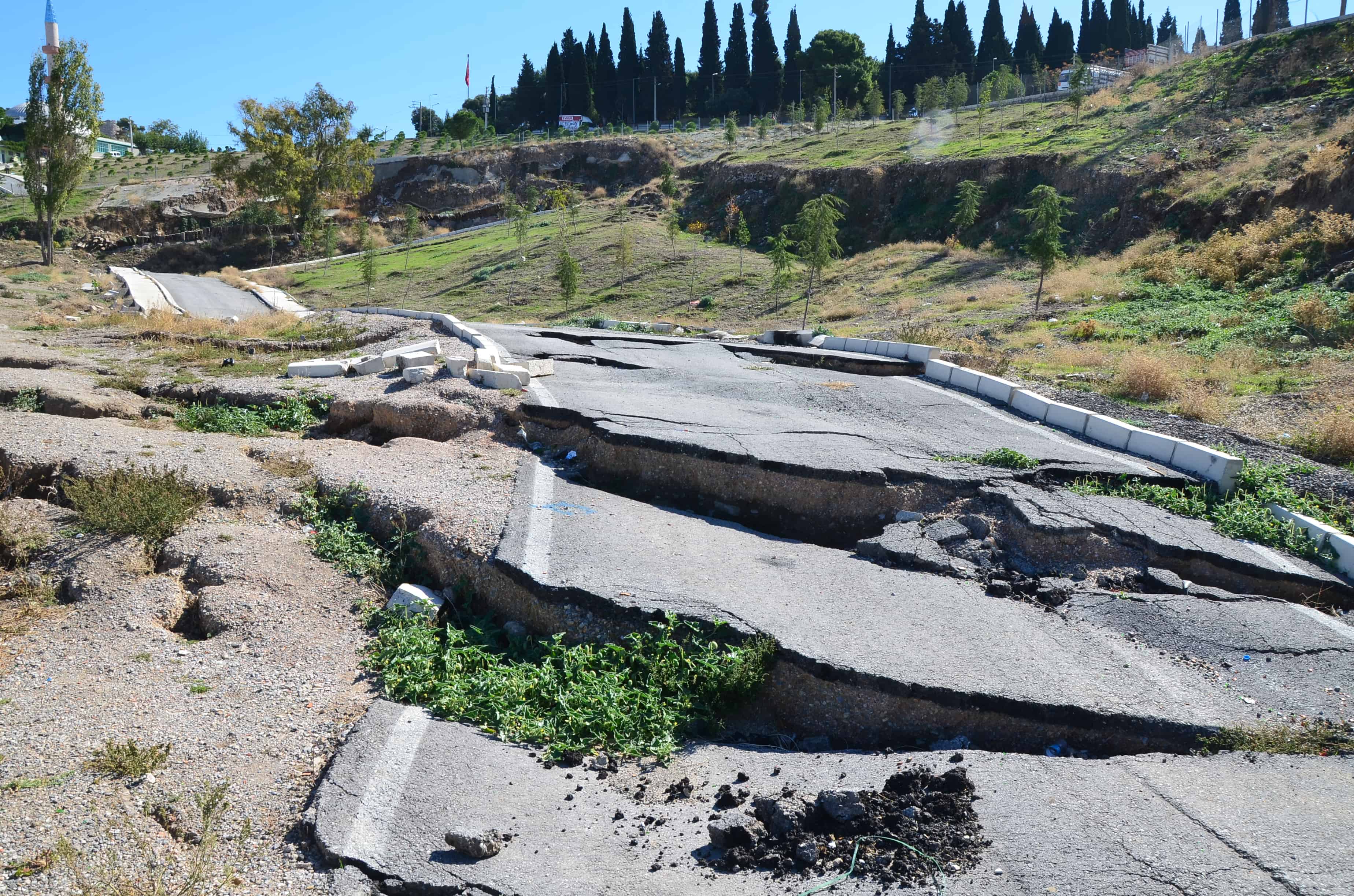 Collapsed road in Izmir, Turkey