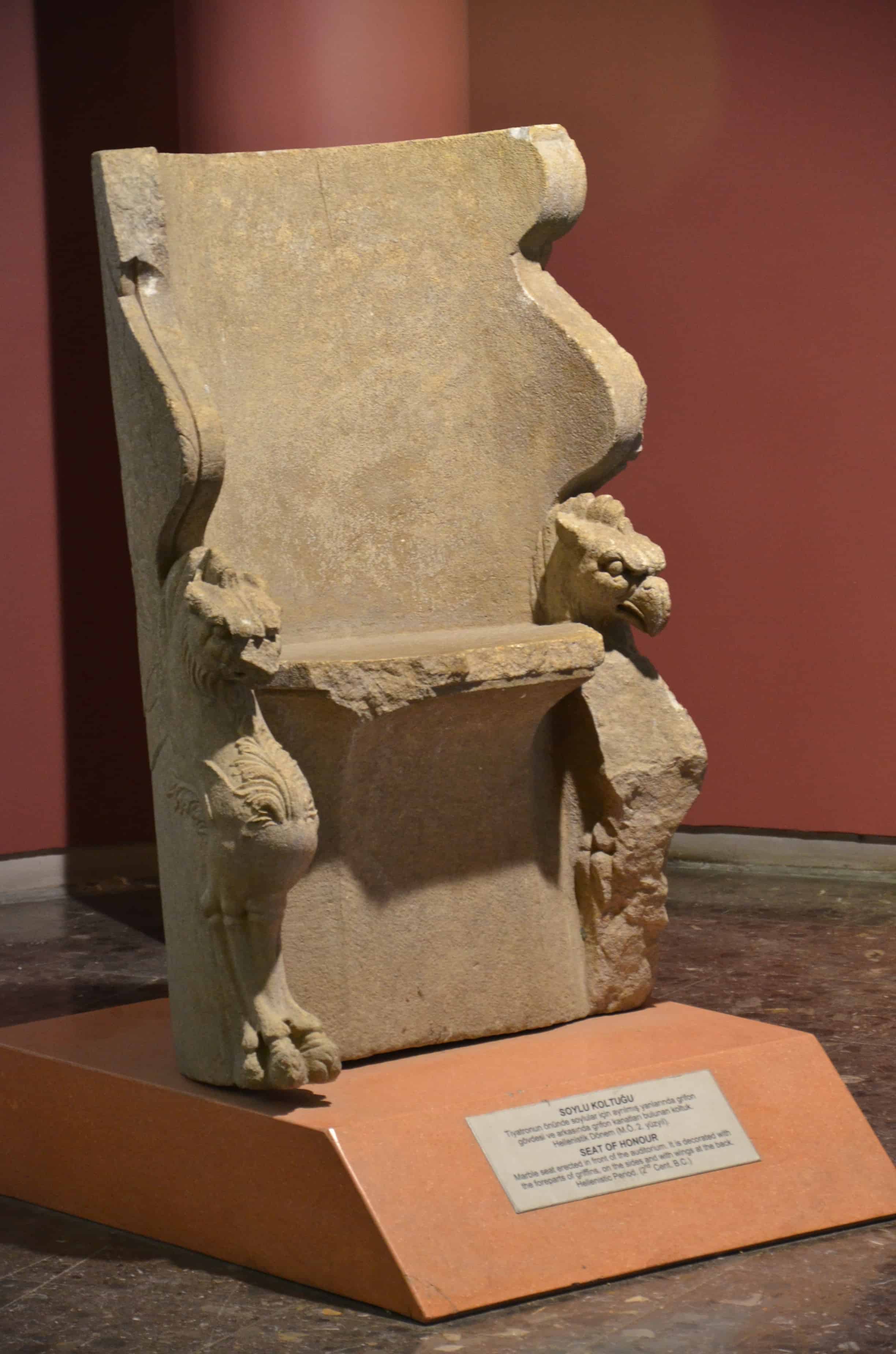 Seat of Honor from Ephesus at the Izmir Archaeology Museum in Izmir, Turkey