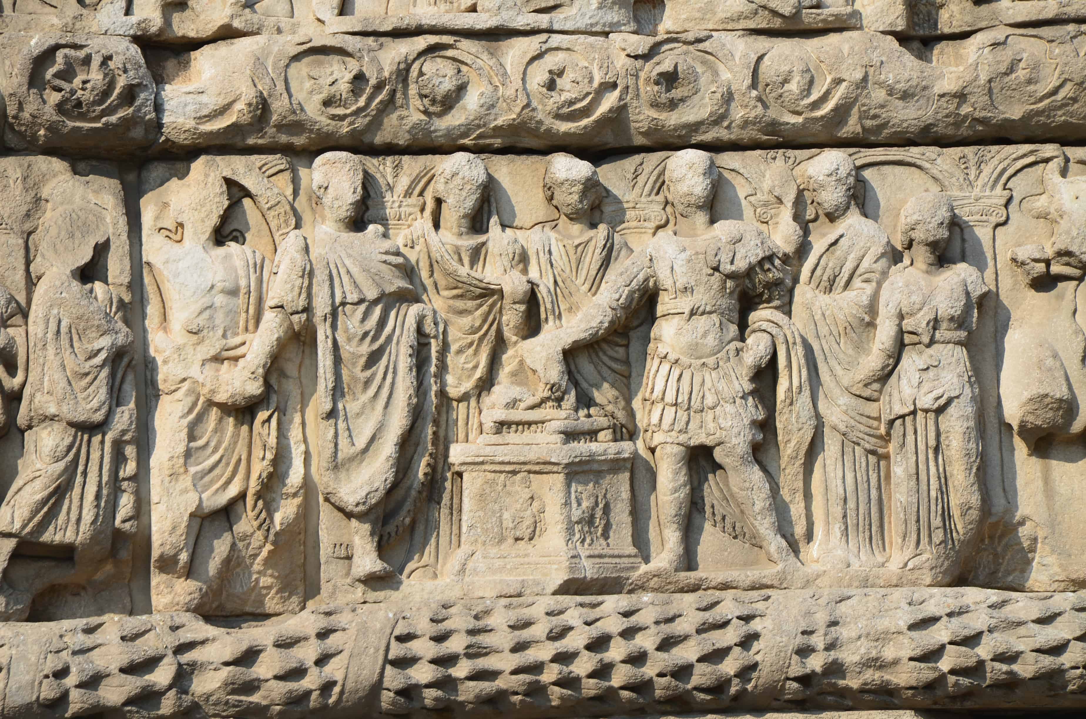 The imperial family at the sacrifice of thanksgiving on the Arch of Galerius in Thessaloniki, Greece