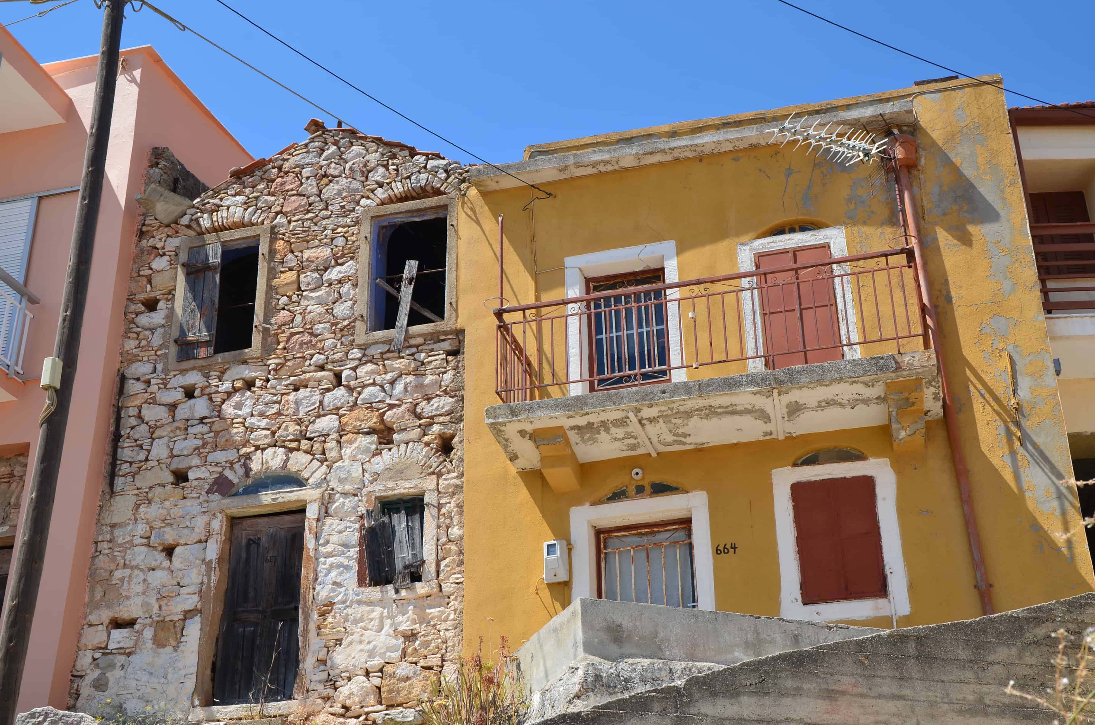 My great-great-grandmother's house (left) and my great-grandmother's house (right) in Tholopotami, Chios, Greece
