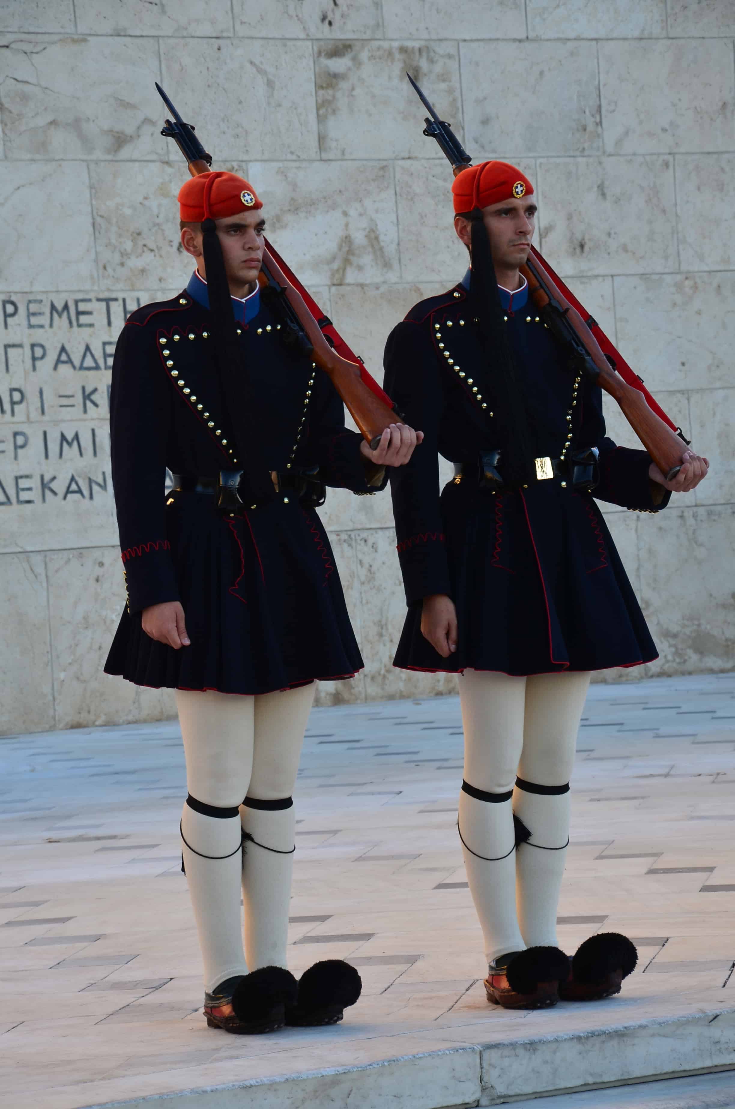 Evzones at the Tomb of the Unknown Soldier in Athens, Greece