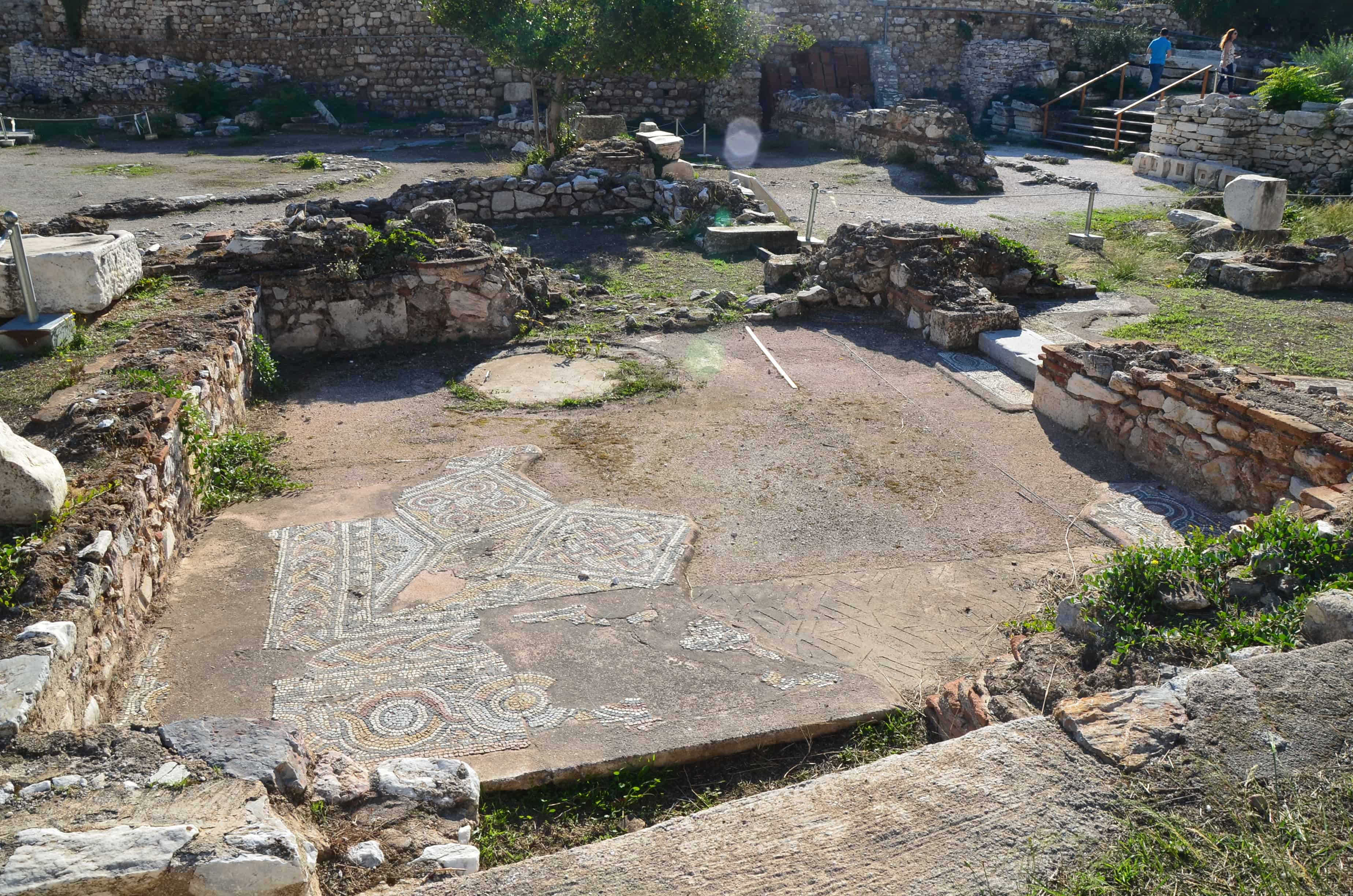 Mosaic floor of the tetraconch church at Hadrian's Library in Athens, Greece