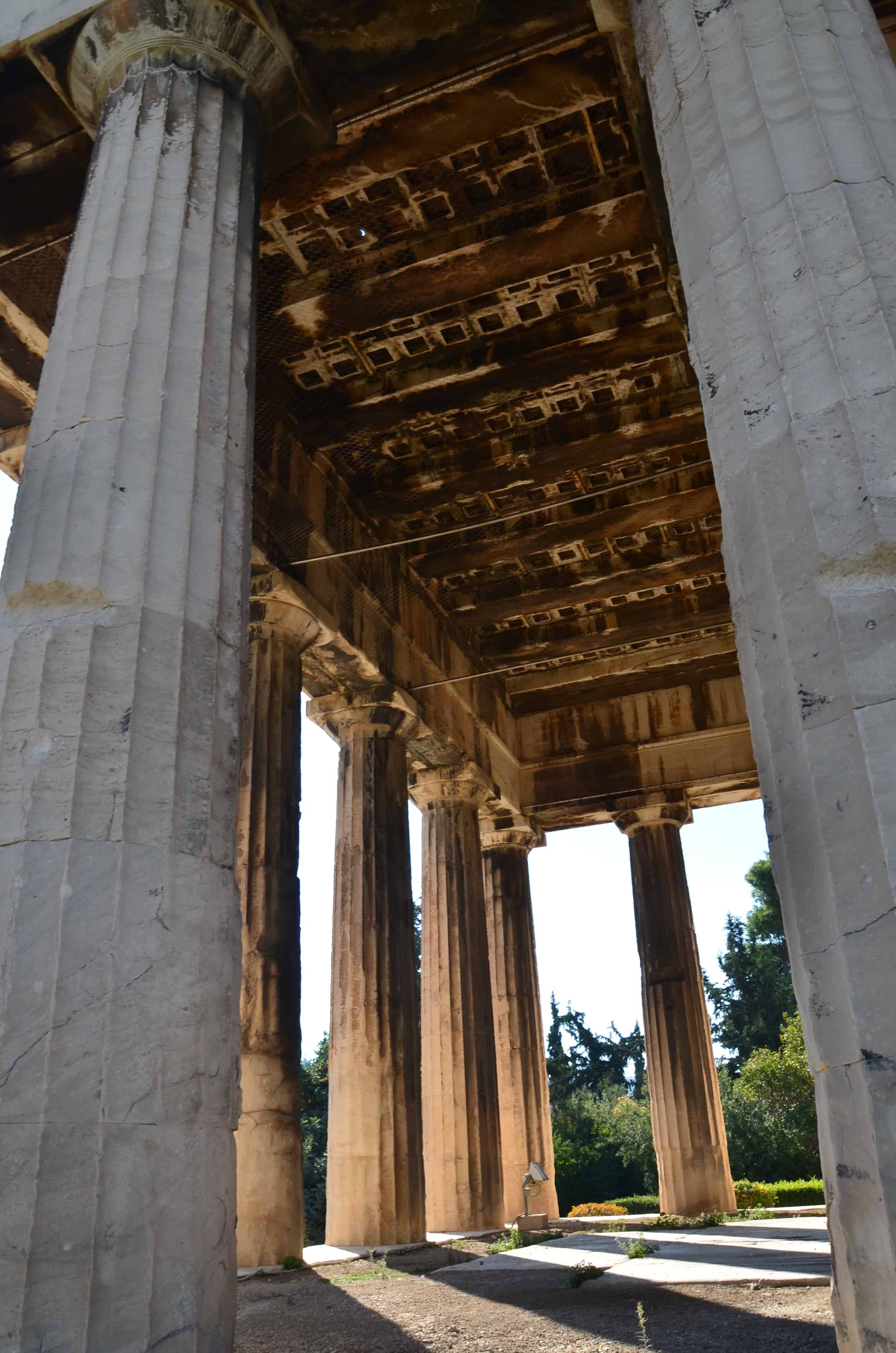 West peristyle of the Temple of Hephaestus at the Agora in Athens, Greece