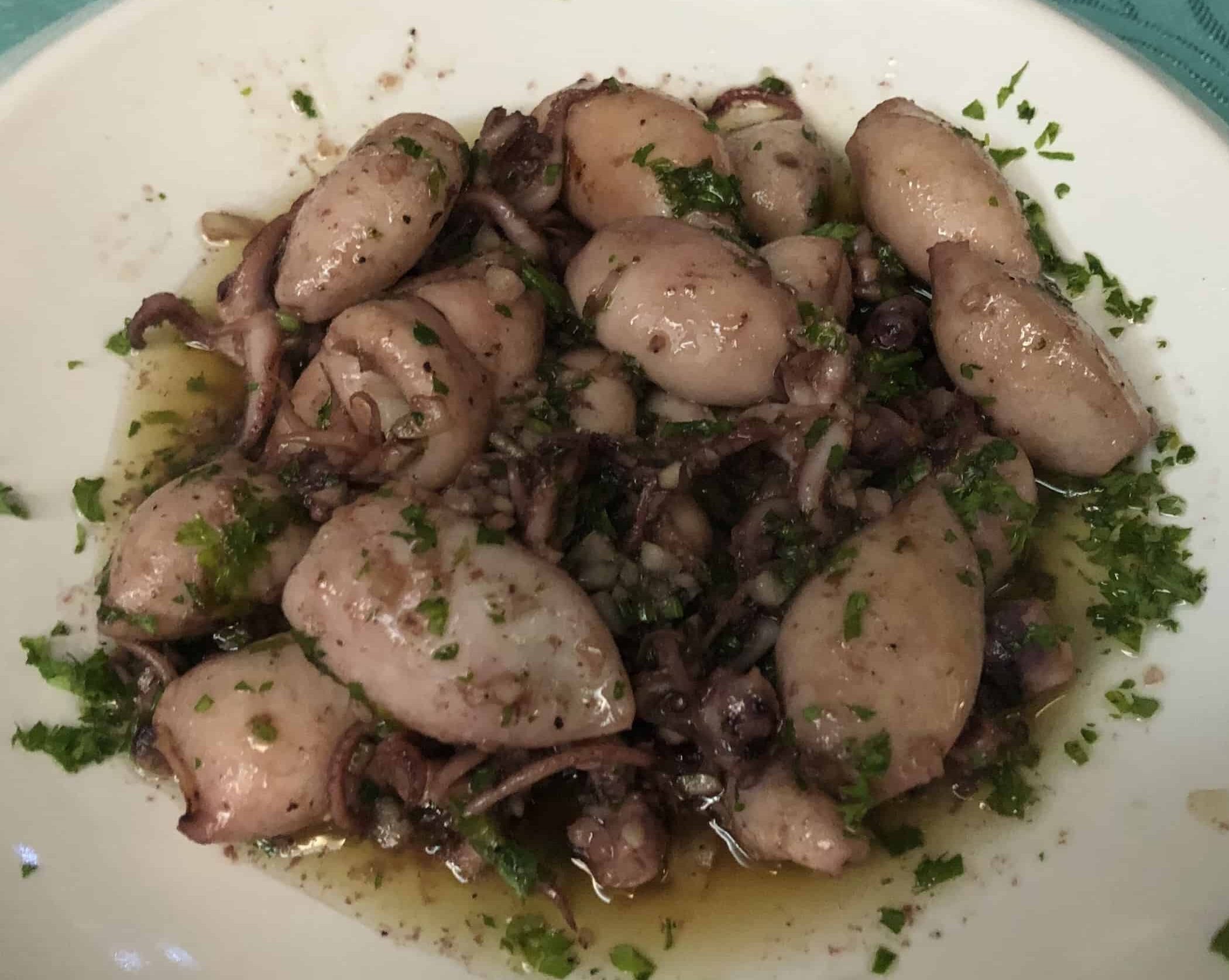 Grilled baby squid at Hispania