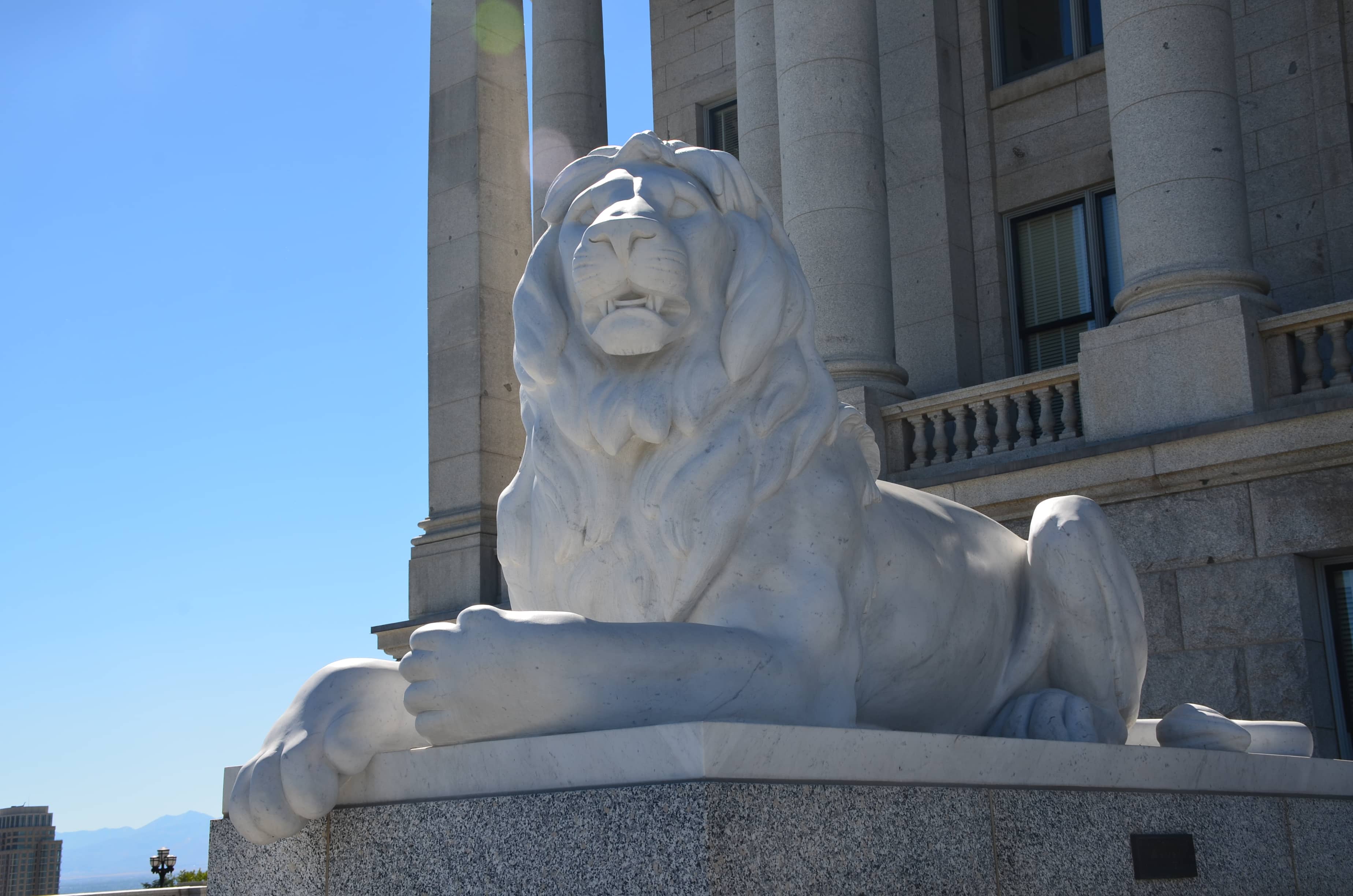 Lion sculpture at the Utah State Capitol in Salt Lake City