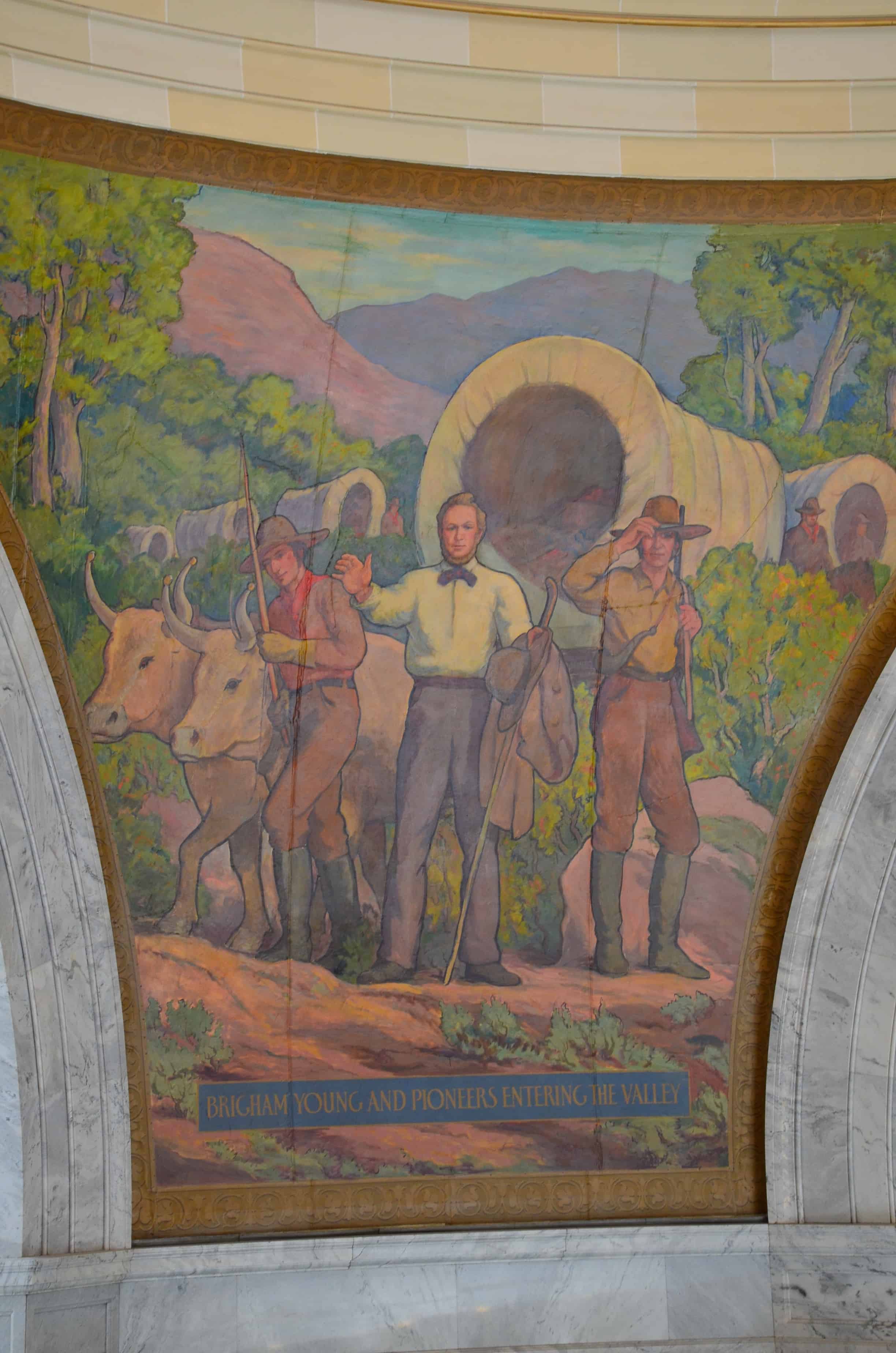 Brigham Young and Pioneers Entering the Valley, by Lee Greene Richards (1934) at the Utah State Capitol in Salt Lake City