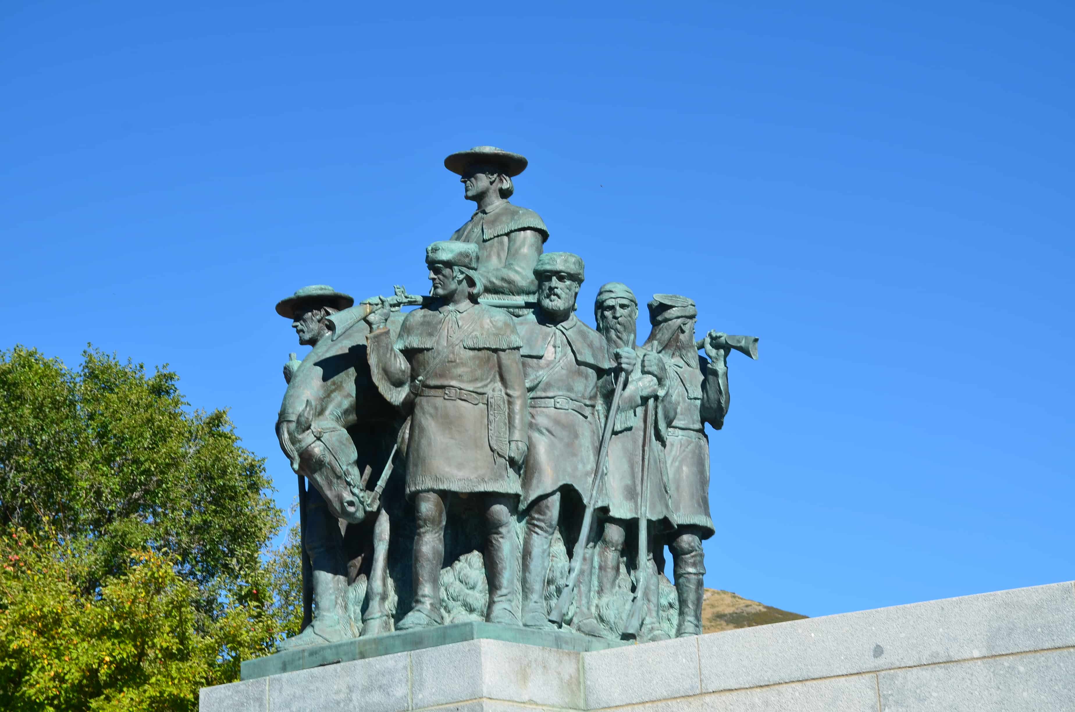 Fur trappers led by William Ashley on the This Is the Place Monument in Salt Lake City, Utah