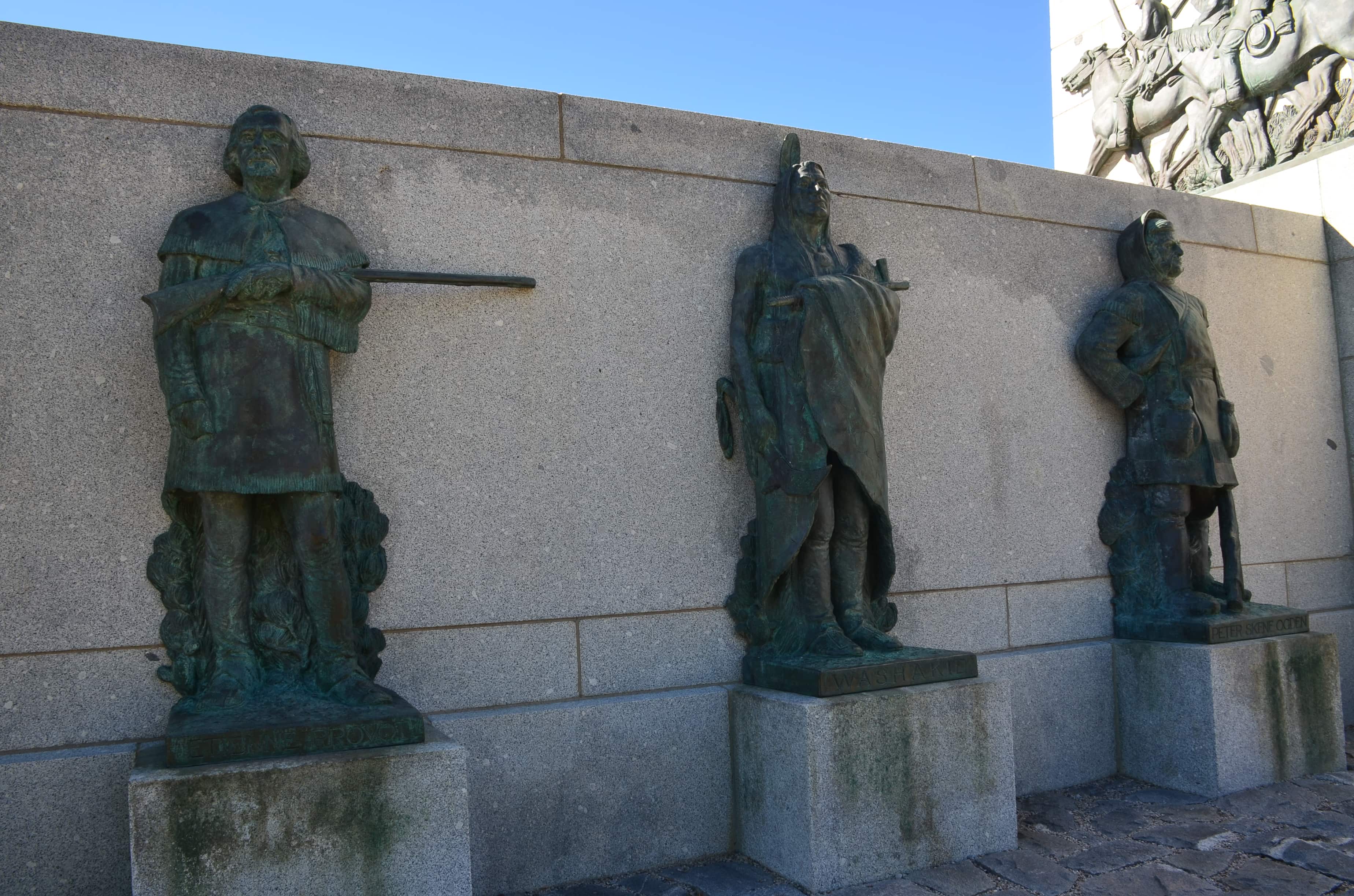 Figures on the east side on the This Is the Place Monument in Salt Lake City, Utah