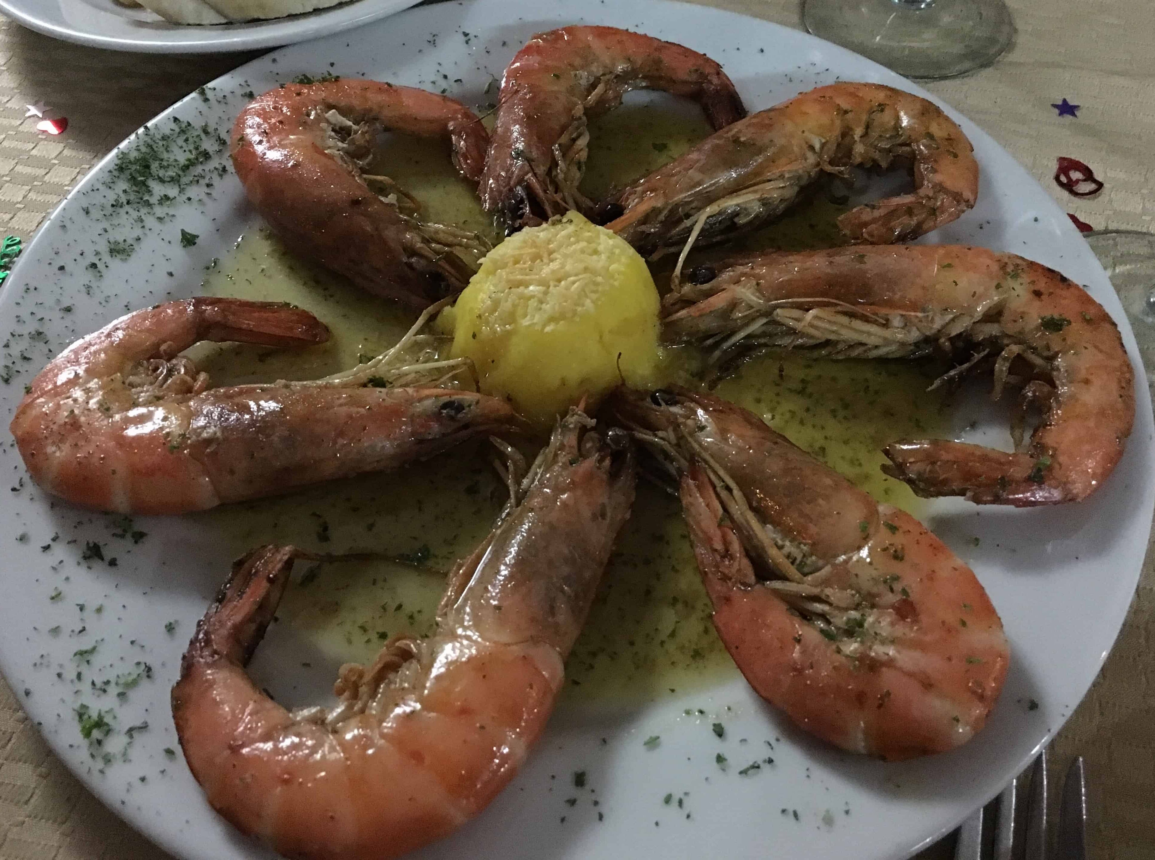 Jumbo shrimp at Hispania in Pereira, Risaralda, Colombia