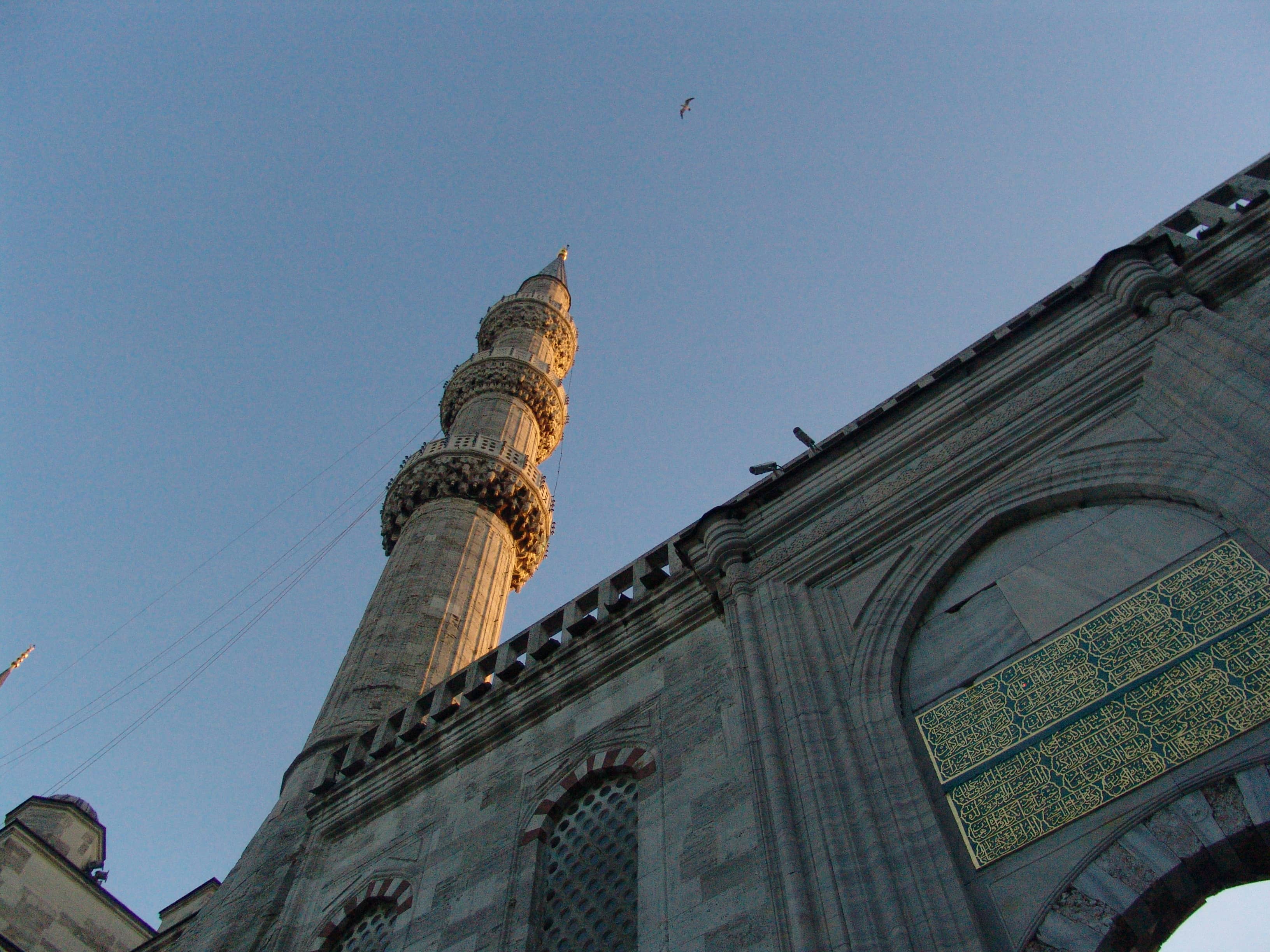 Minaret of the Sultan Ahmet Camii (Blue Mosque) in Fatih, Istanbul, Turkey