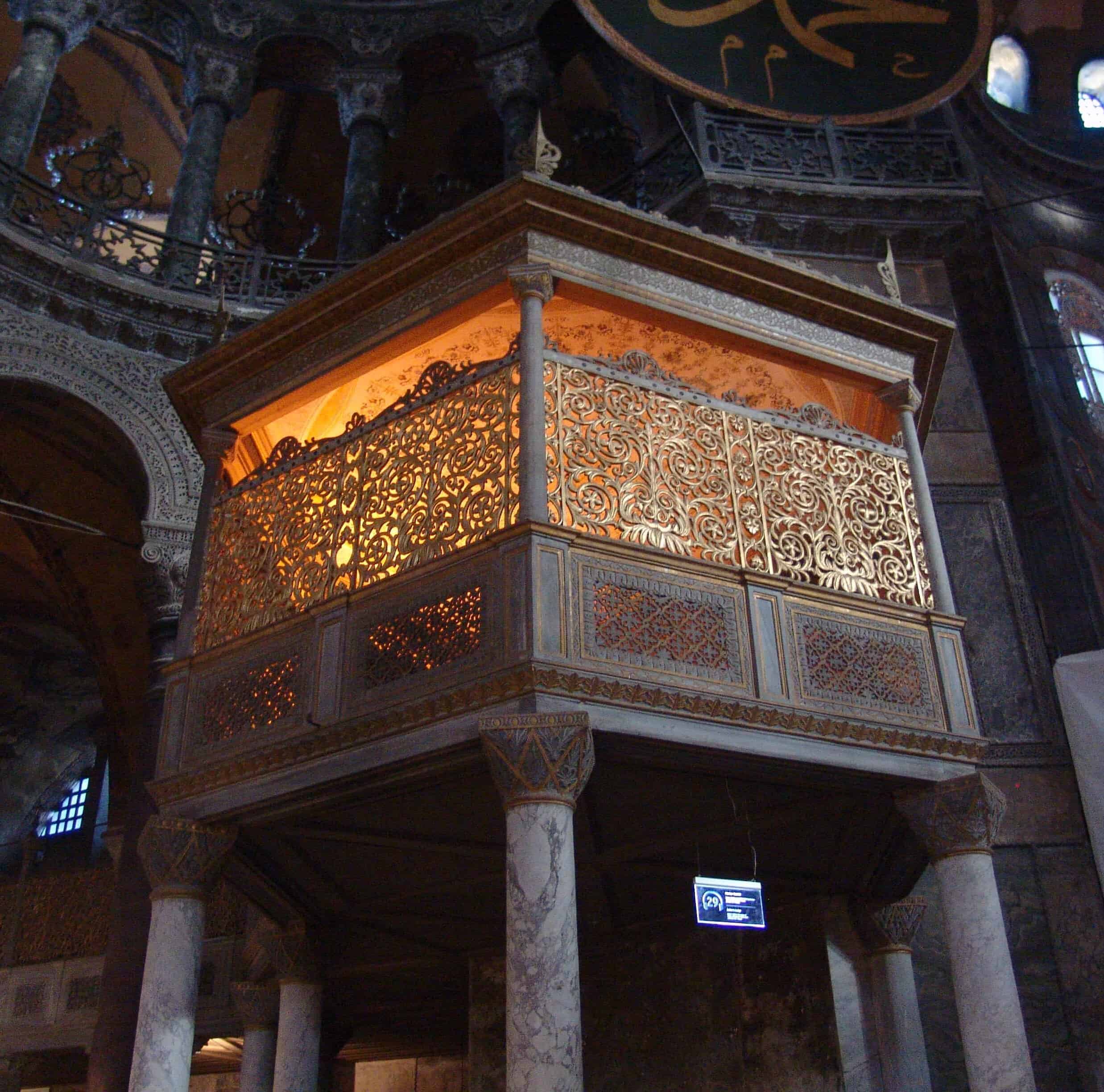 Sultan's Loge at Hagia Sophia in Istanbul, Turkey