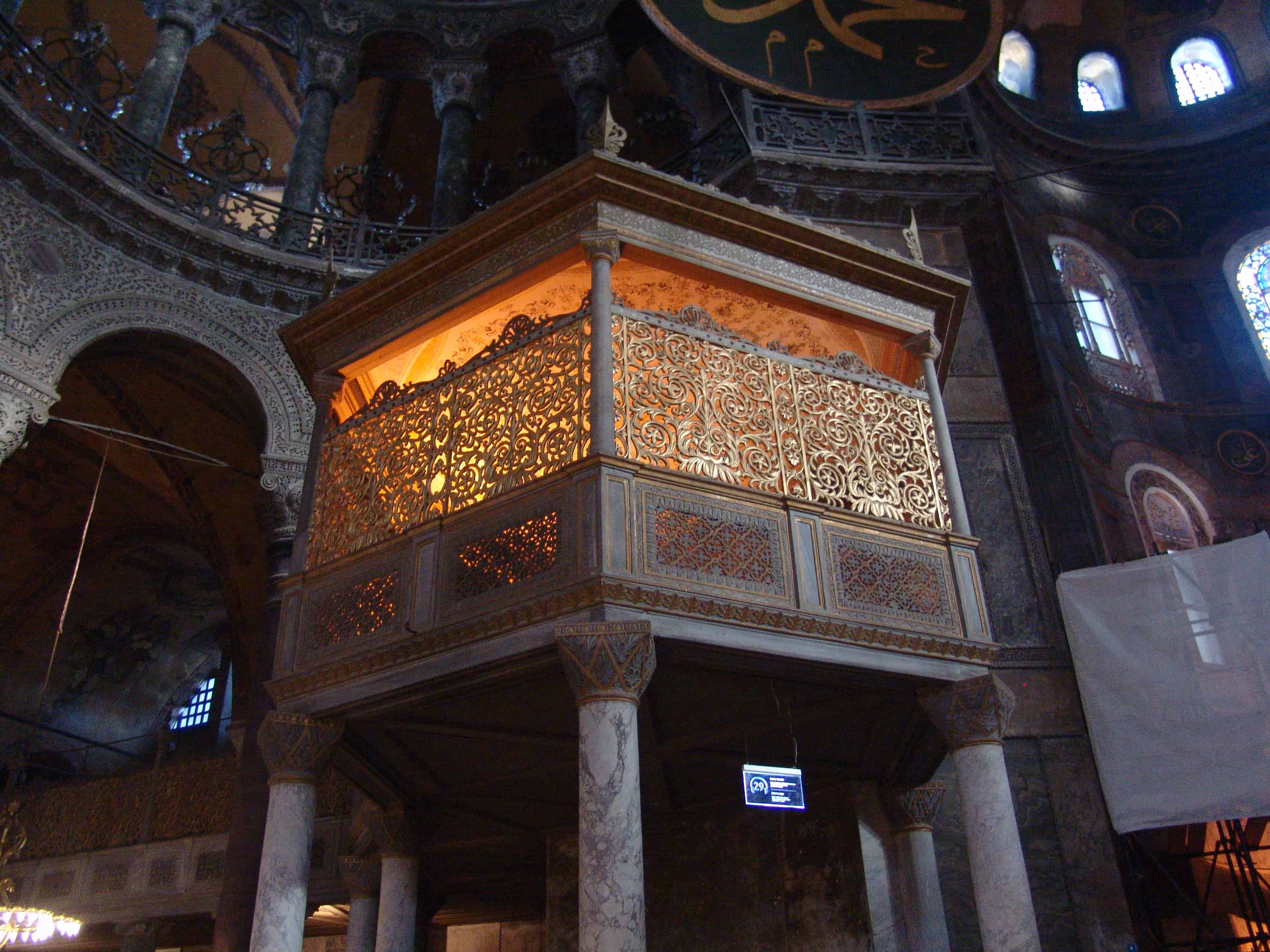 Sultan's Loge at Hagia Sophia in Istanbul, Turkey