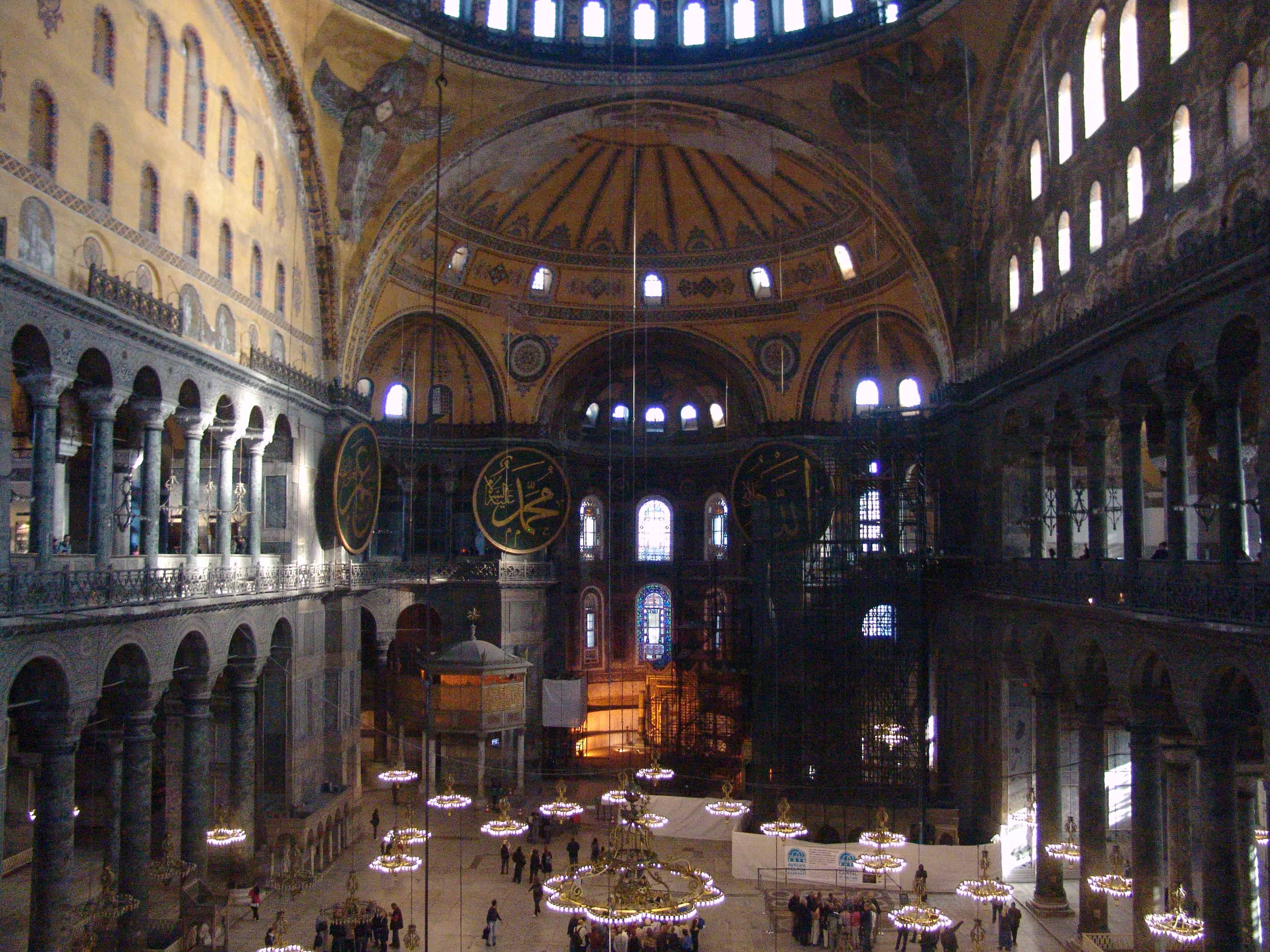 View from the Empress' Loge (with some scaffolding) at Hagia Sophia in Istanbul, Turkey