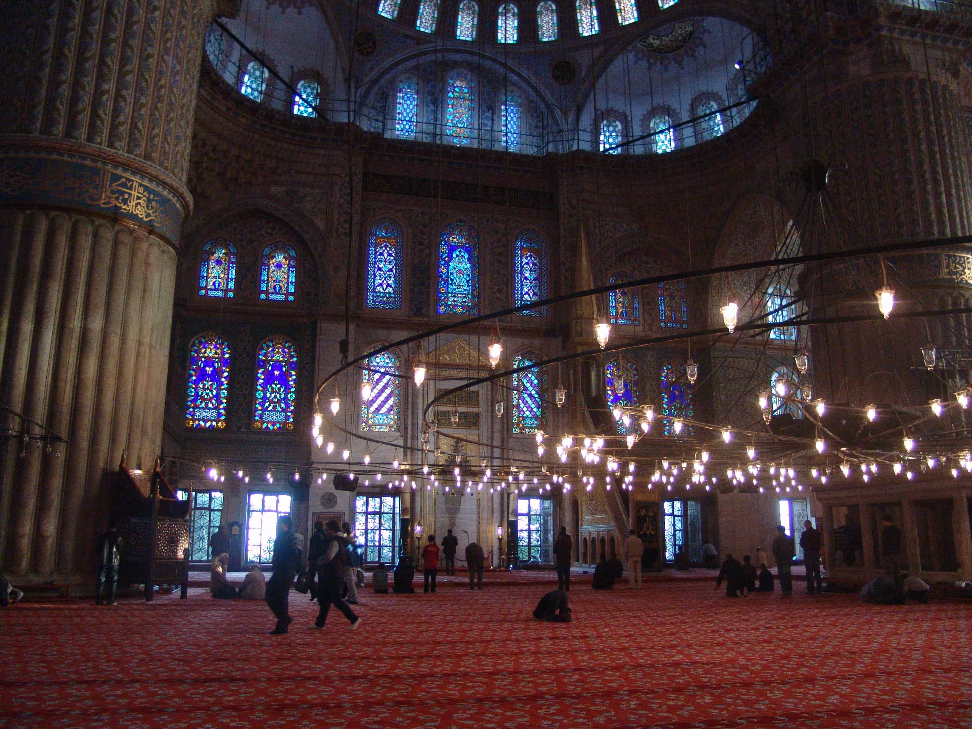 Prayer hall of the Sultan Ahmet Camii (Blue Mosque) in Fatih, Istanbul, Turkey