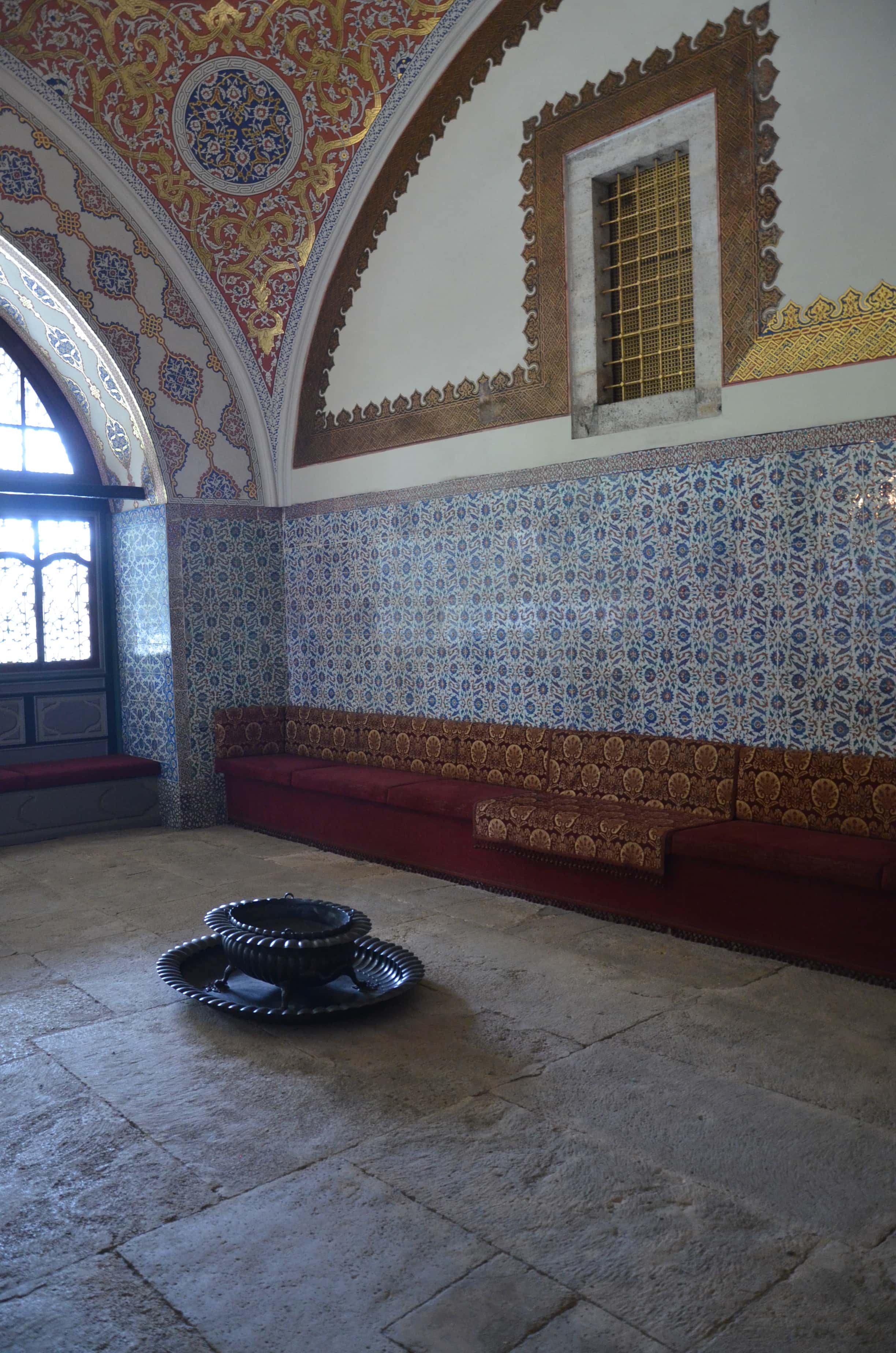 Council Hall with the golden window above at the Imperial Council at Topkapi Palace in Istanbul, Turkey