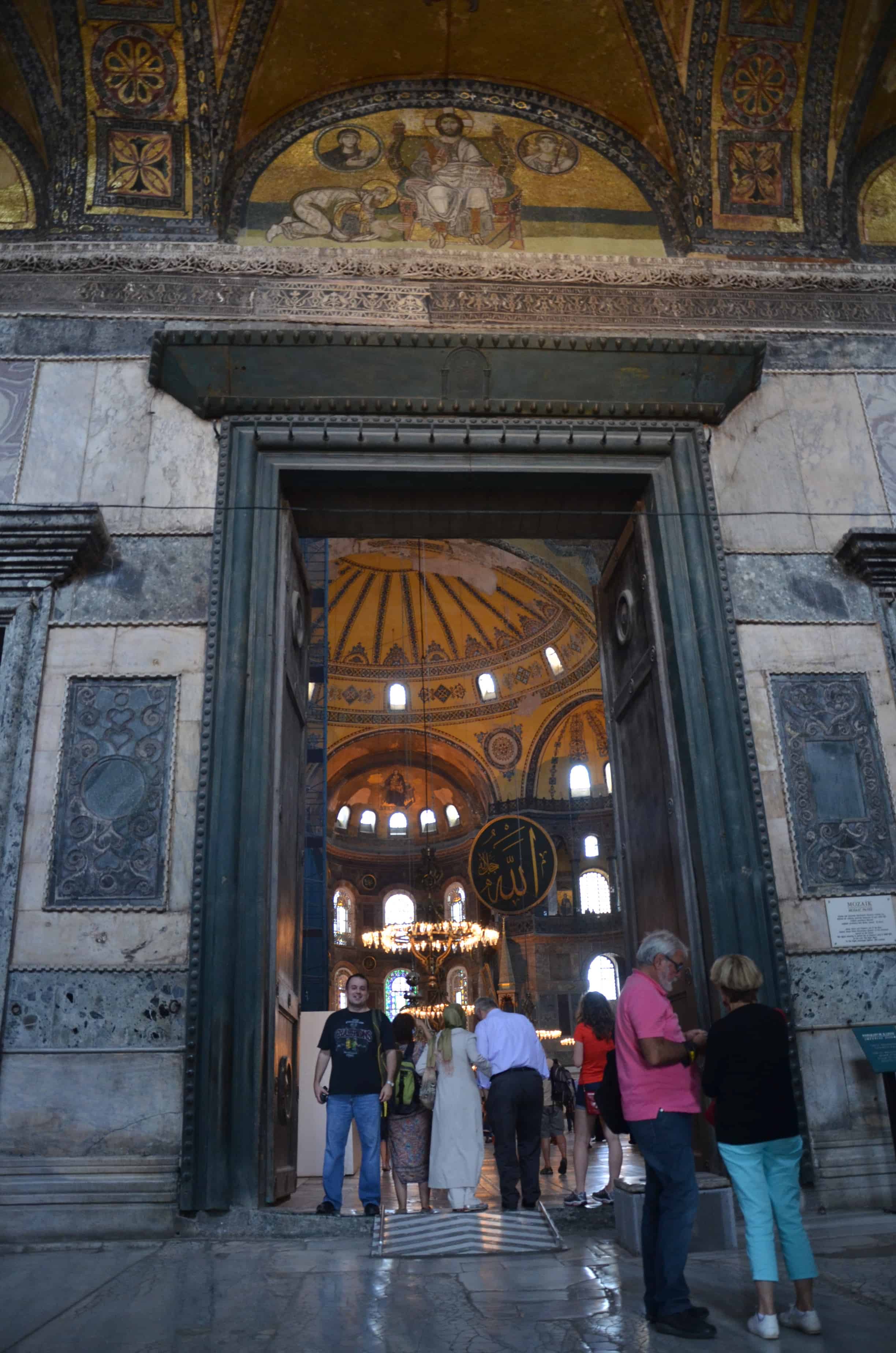 Imperial Gate from the inner narthex at Hagia Sophia in Istanbul, Turkey