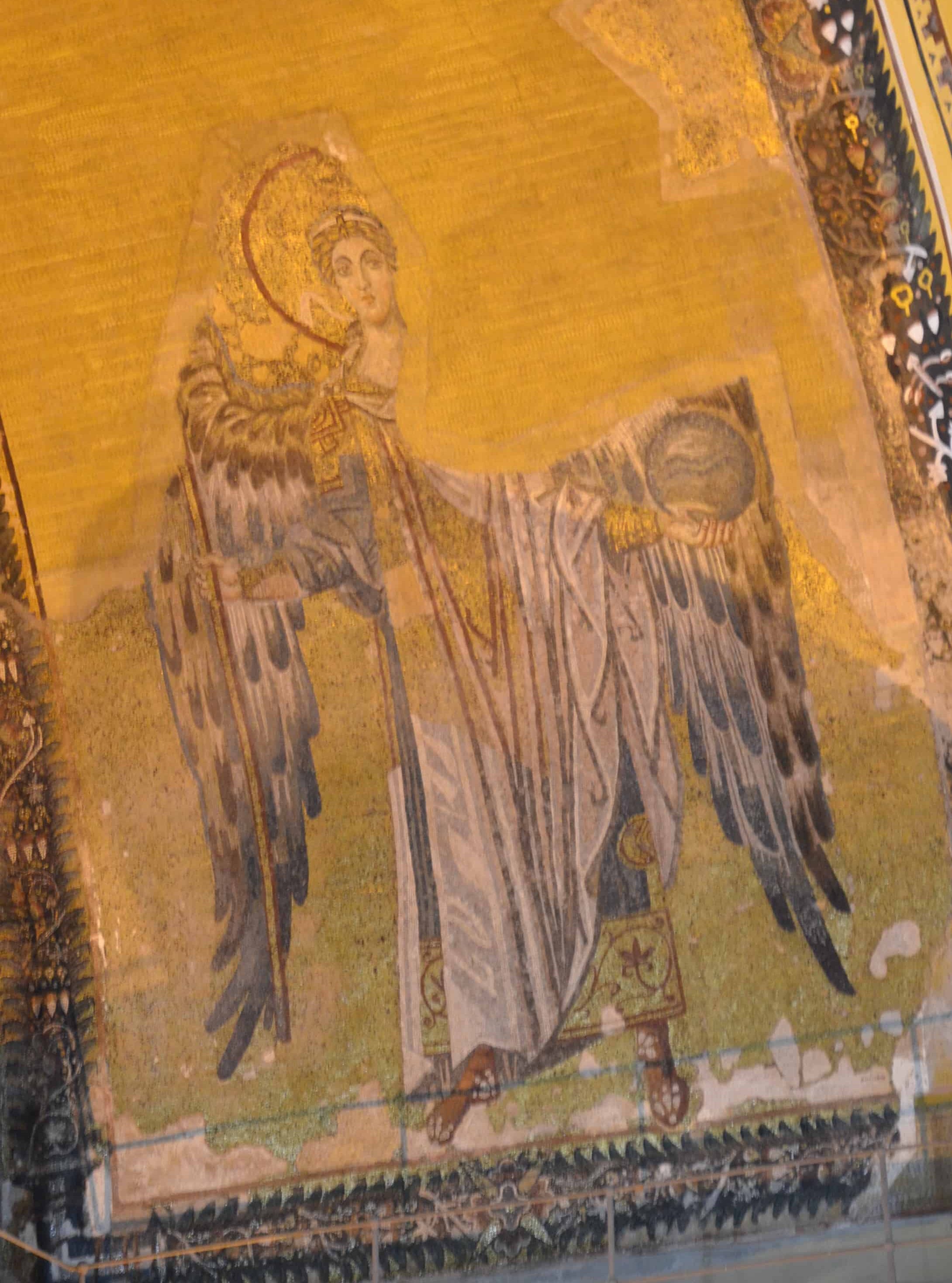 Mosaic of Archangel Gabriel at Hagia Sophia in Istanbul, Turkey