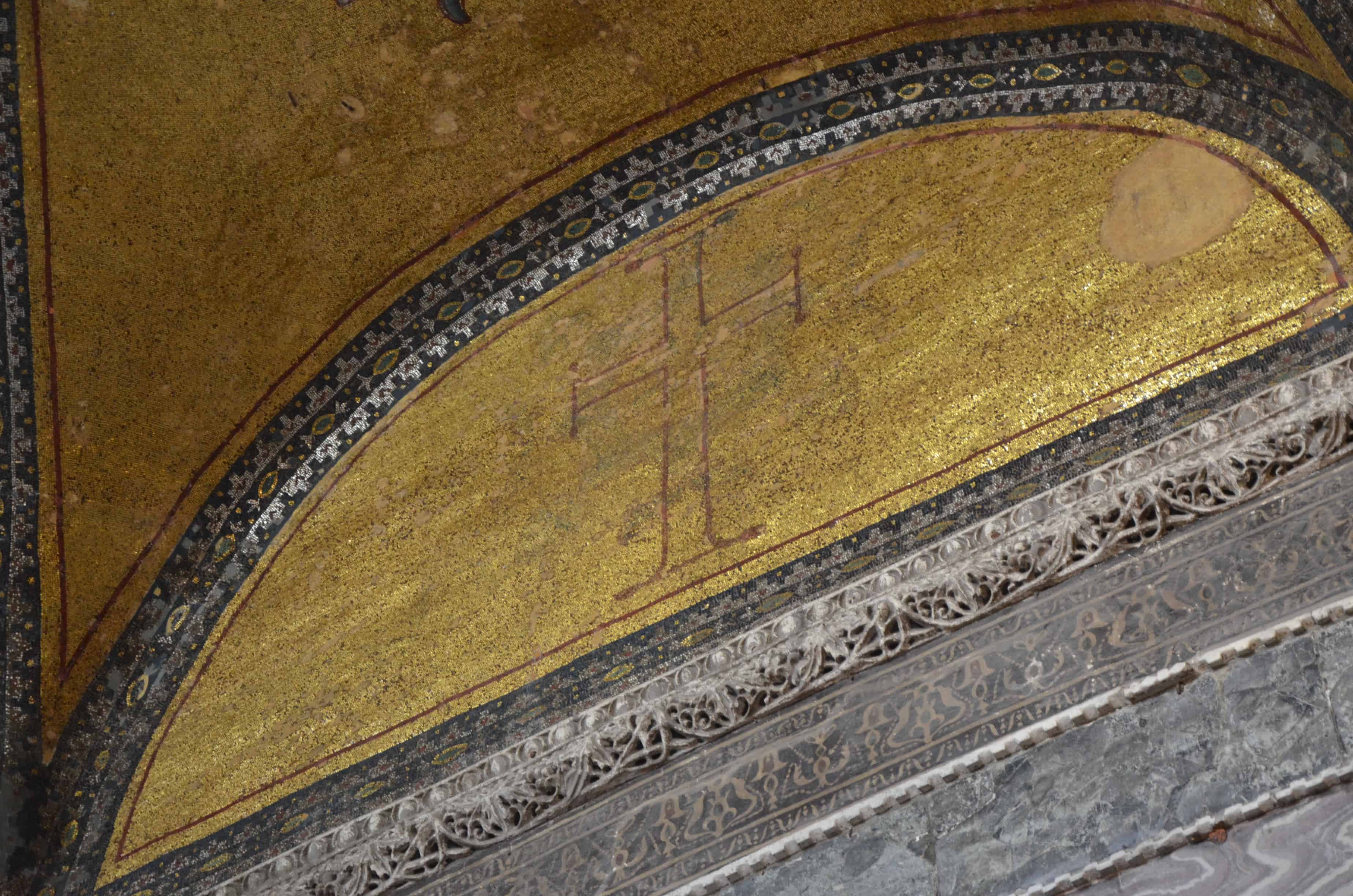 A cross in the inner narthex at Hagia Sophia in Istanbul, Turkey