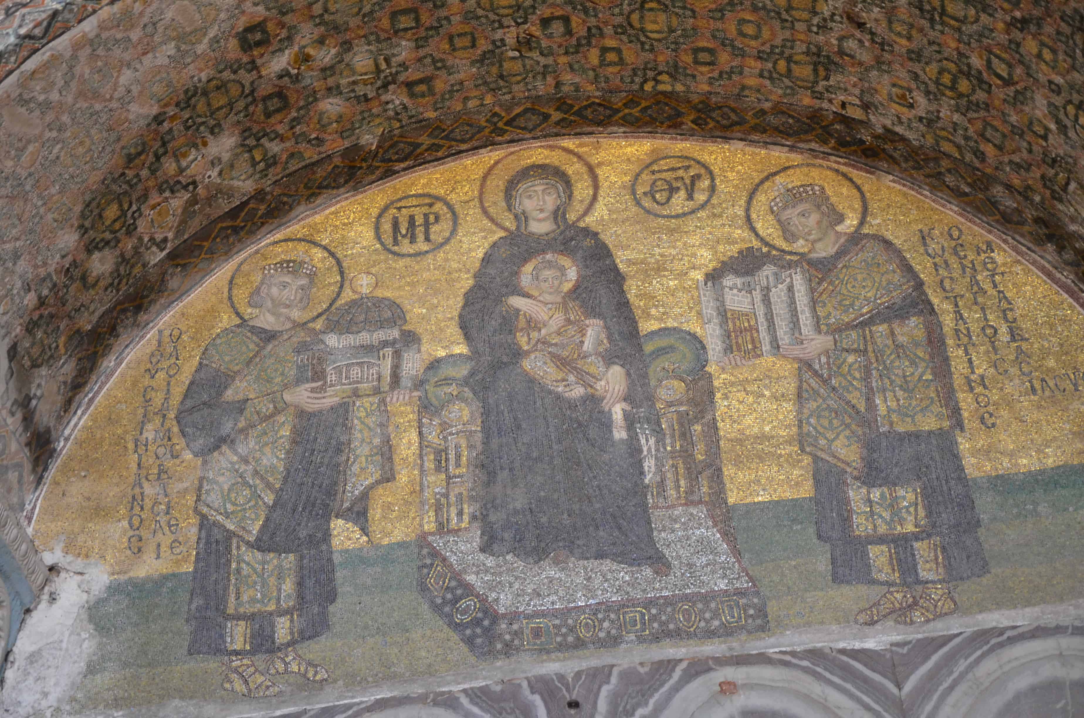 Southwest vestibule door mosaic at Hagia Sophia in Istanbul, Turkey