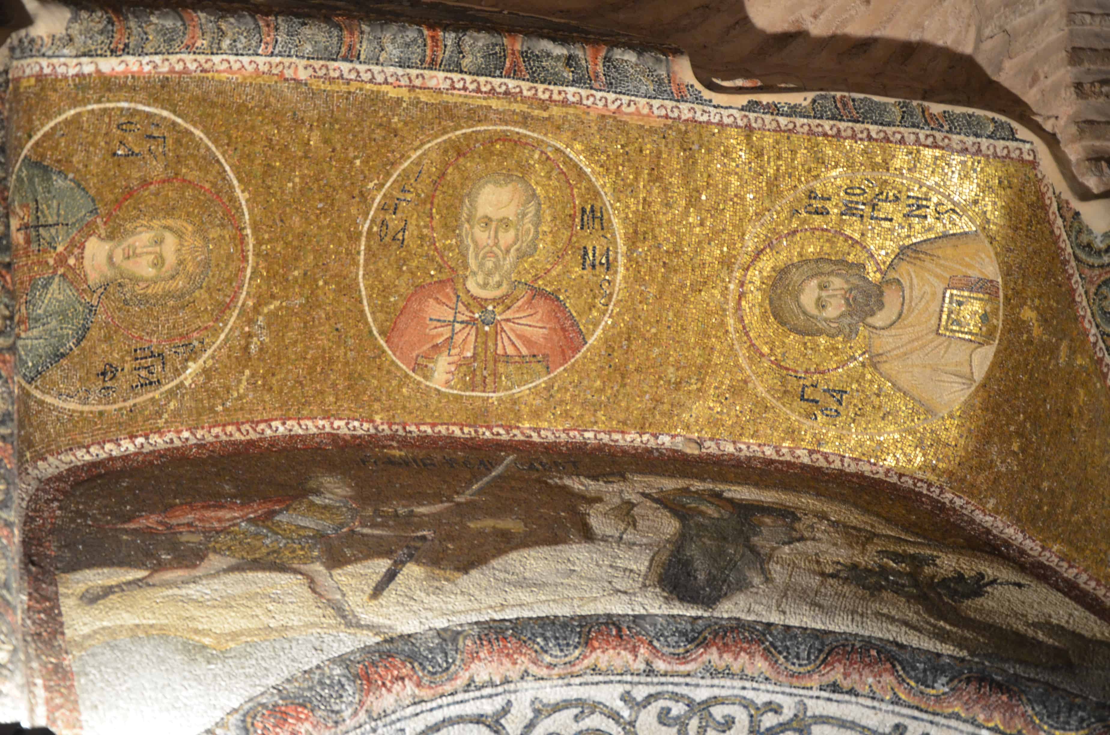 Mosaics of saints in the outer narthex