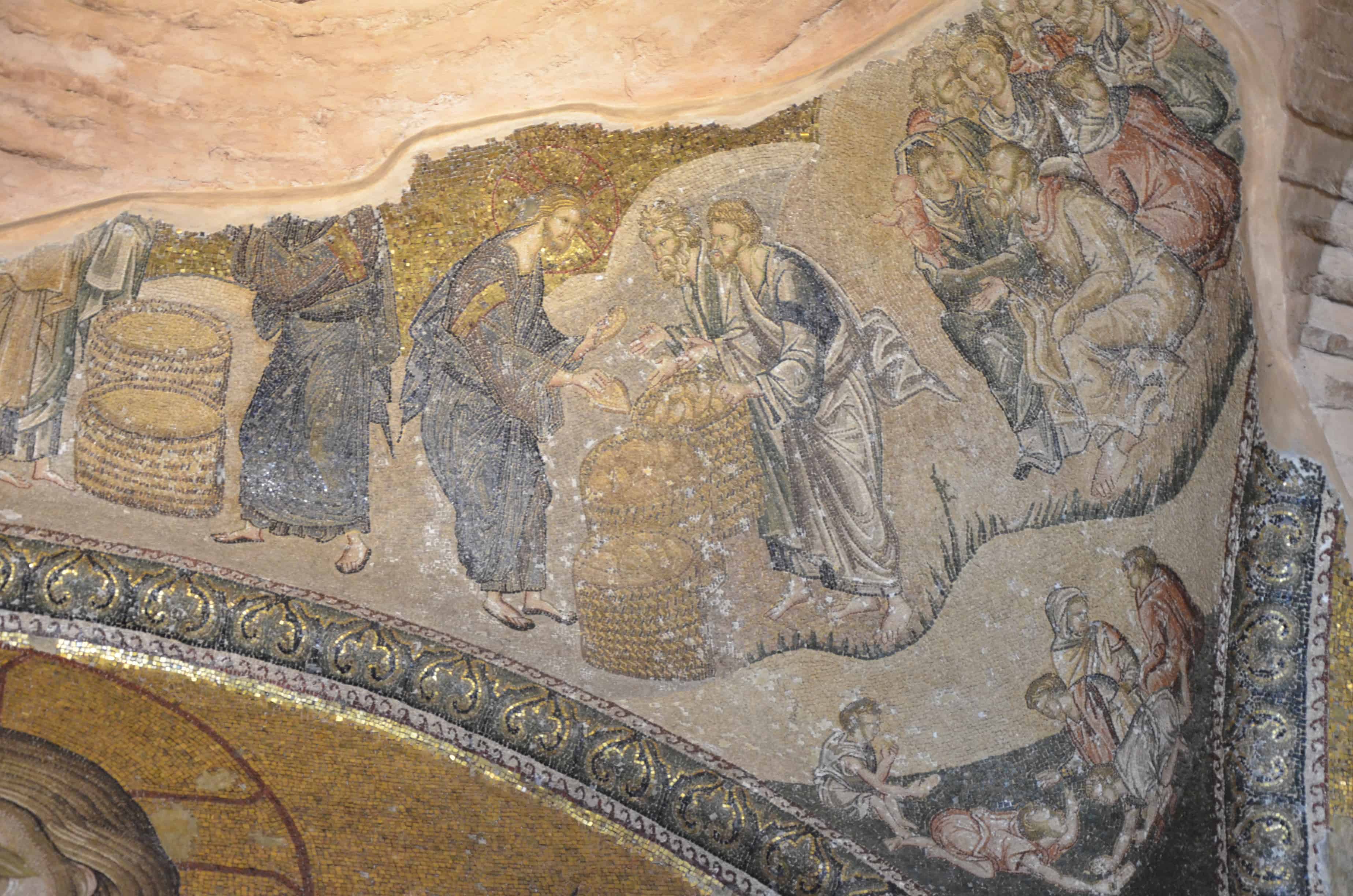 Multiplication of the loaves in the outer narthex at Chora Church in Edirnekapı, Istanbul, Turkey