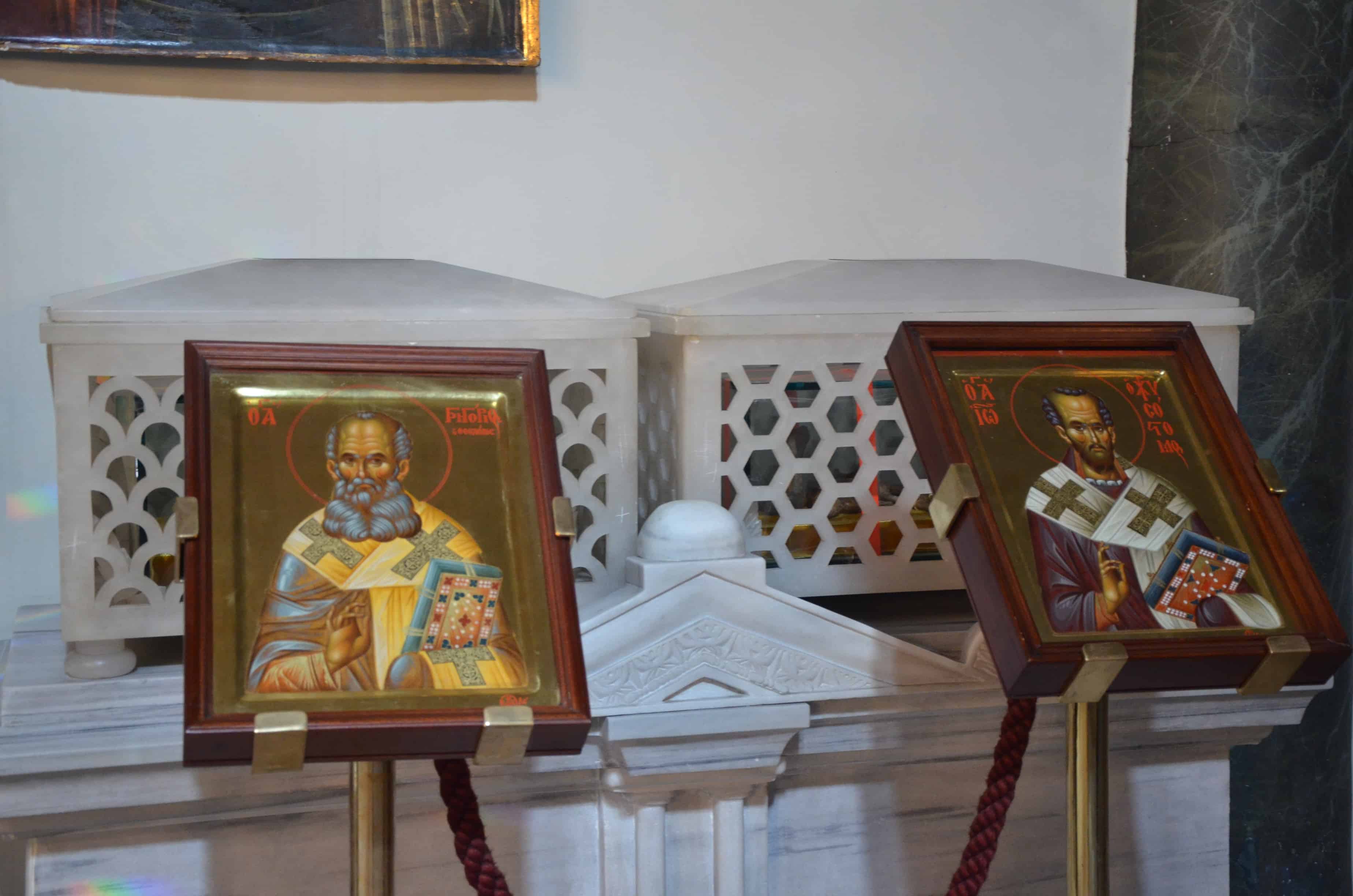 Relics of St. Gregory the Theologian and St. John Chrysostom at the Church of St. George at the Ecumenical Patriarchate of Constantinople in Fener, Istanbul, Turkey