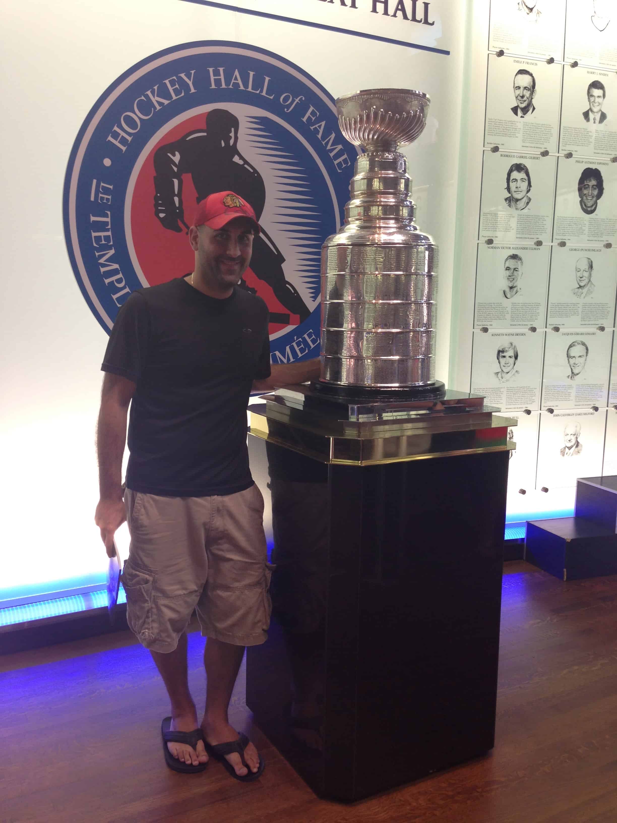 Me with the Stanley Cup at the Hockey Hall of Fame in Toronto, Ontario, Canada