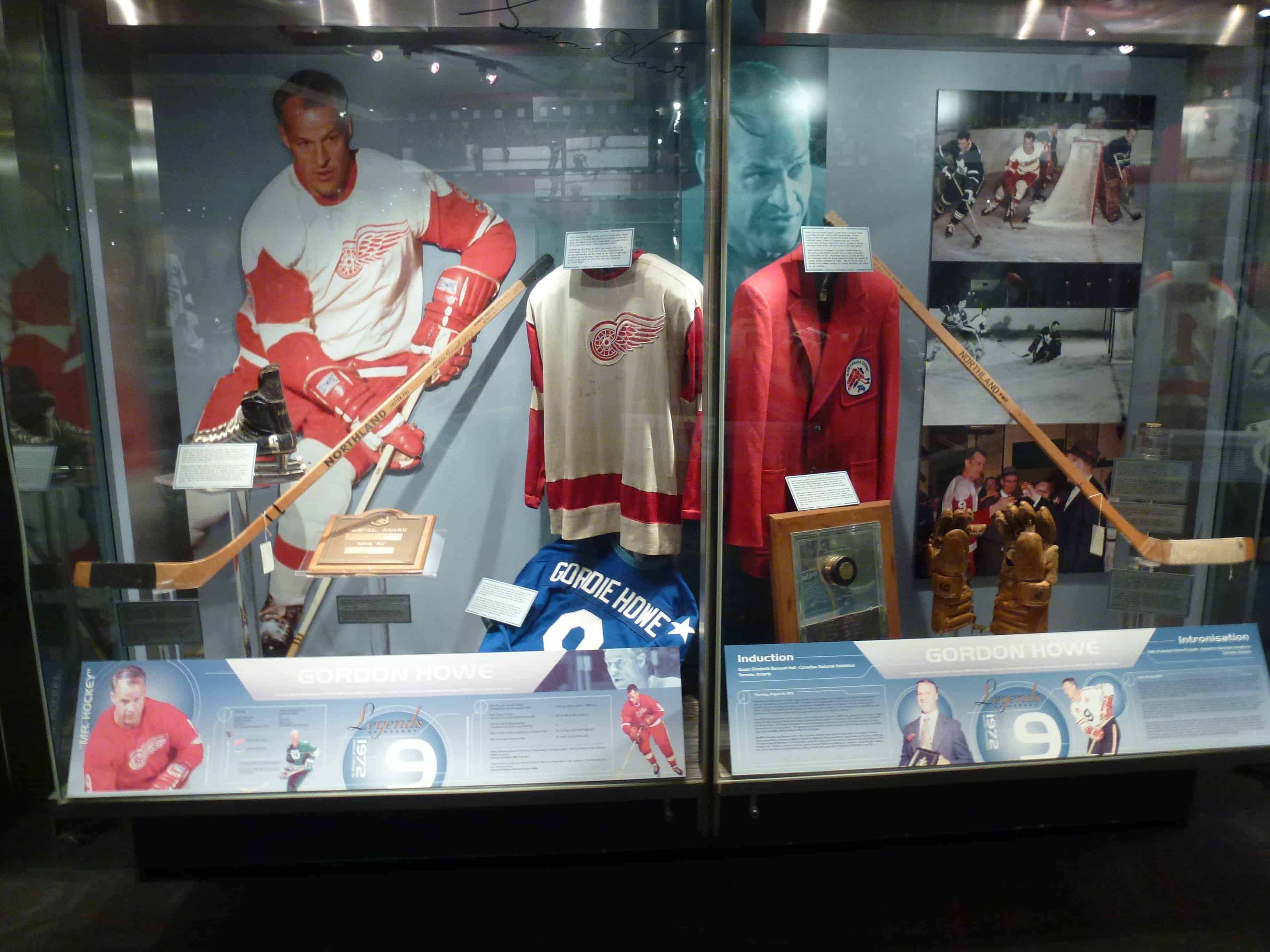 Gordie Howe display at the Hockey Hall of Fame in Toronto, Ontario, Canada