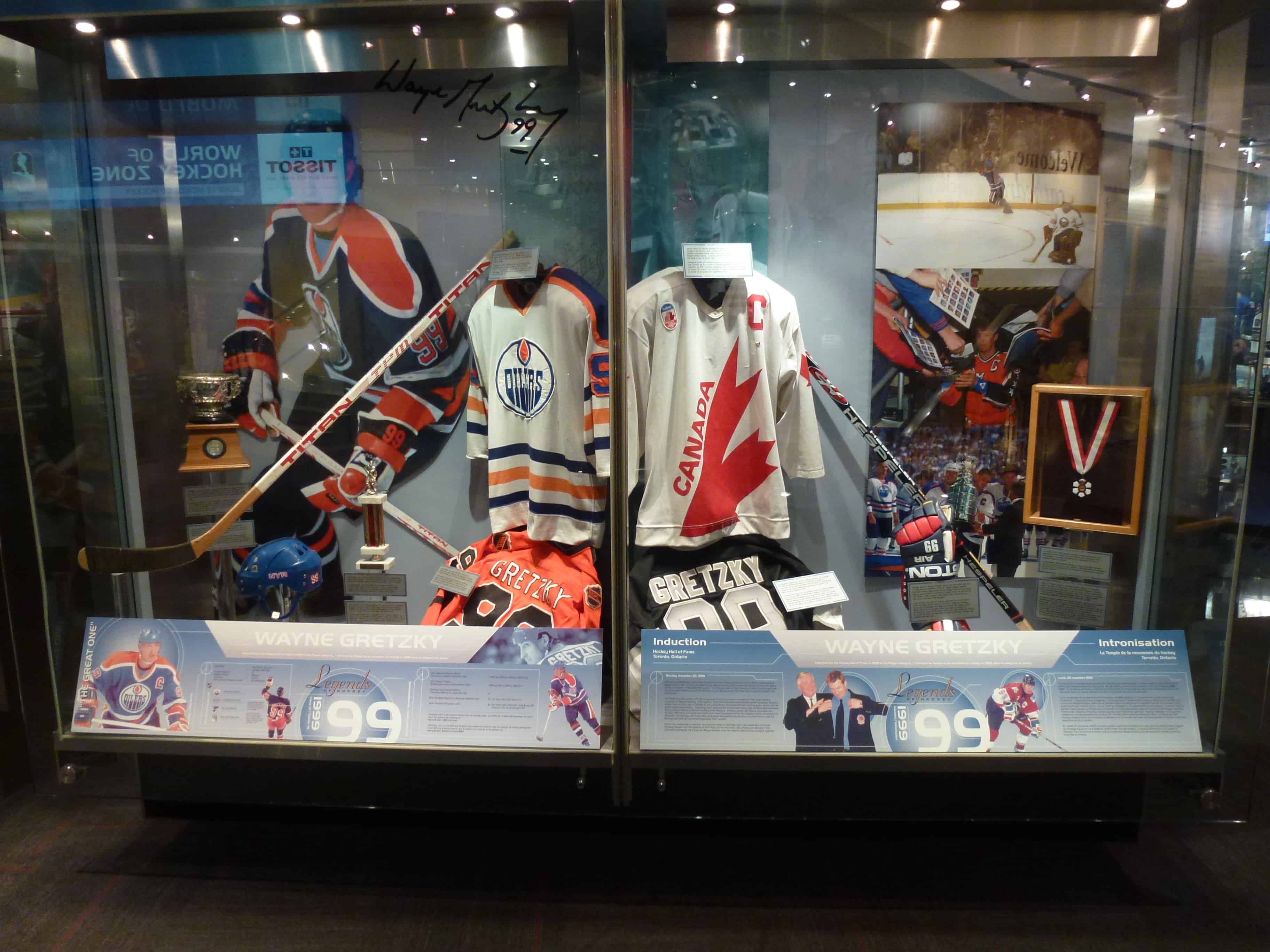 Wayne Gretzky display at the Hockey Hall of Fame in Toronto, Ontario, Canada