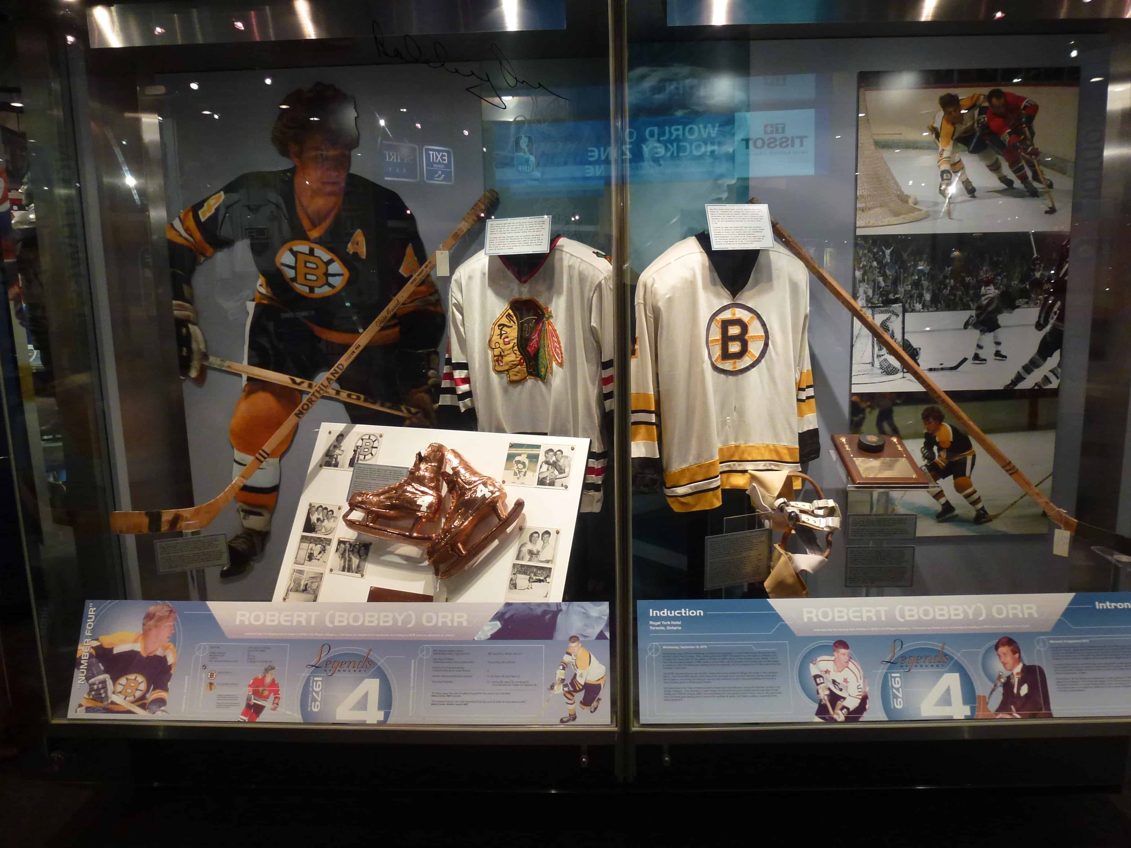 Bobby Orr display at the Hockey Hall of Fame in Toronto, Ontario, Canada