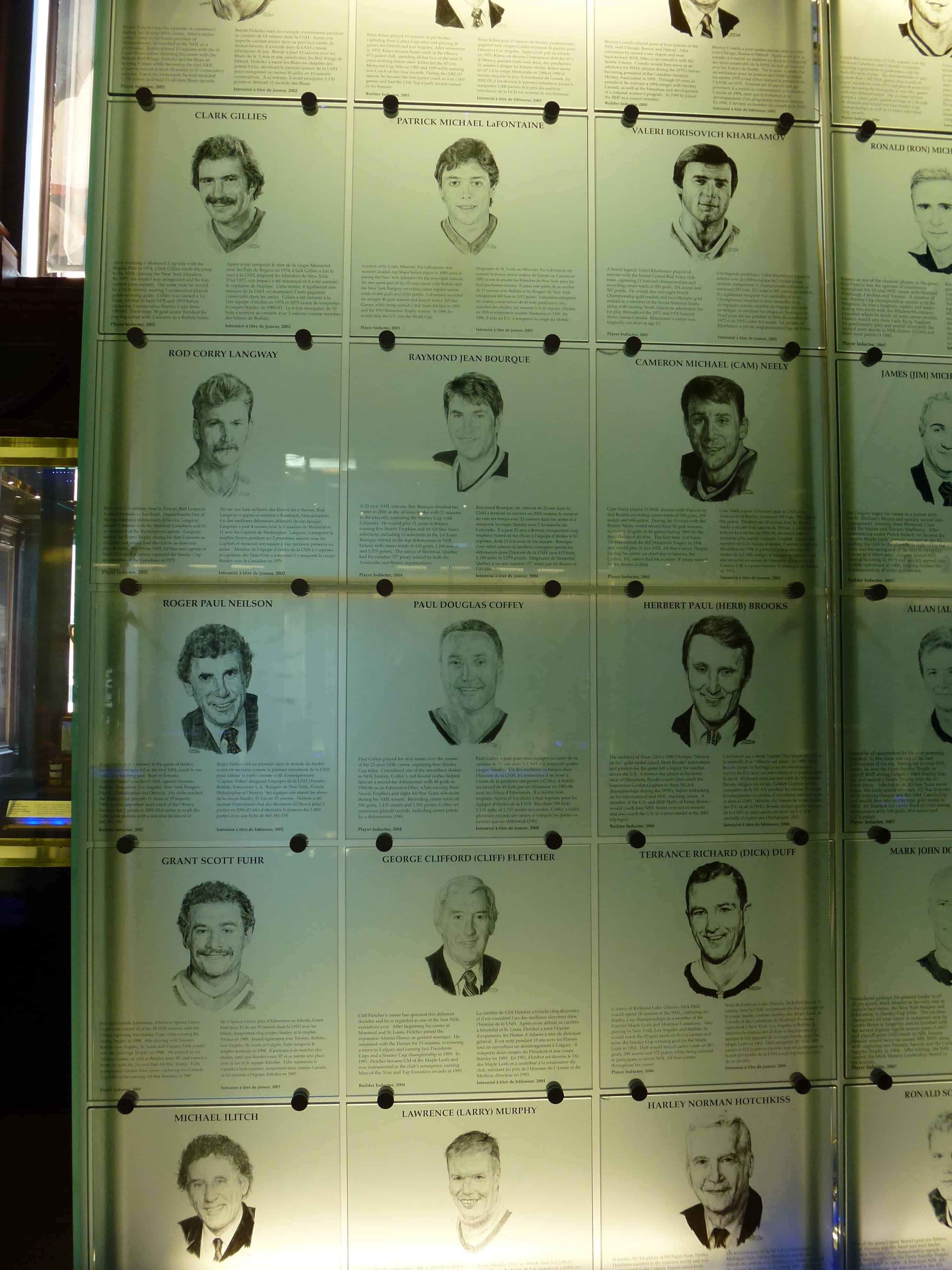 Hockey Hall of Fame inductees at the Hockey Hall of Fame in Toronto, Ontario, Canada