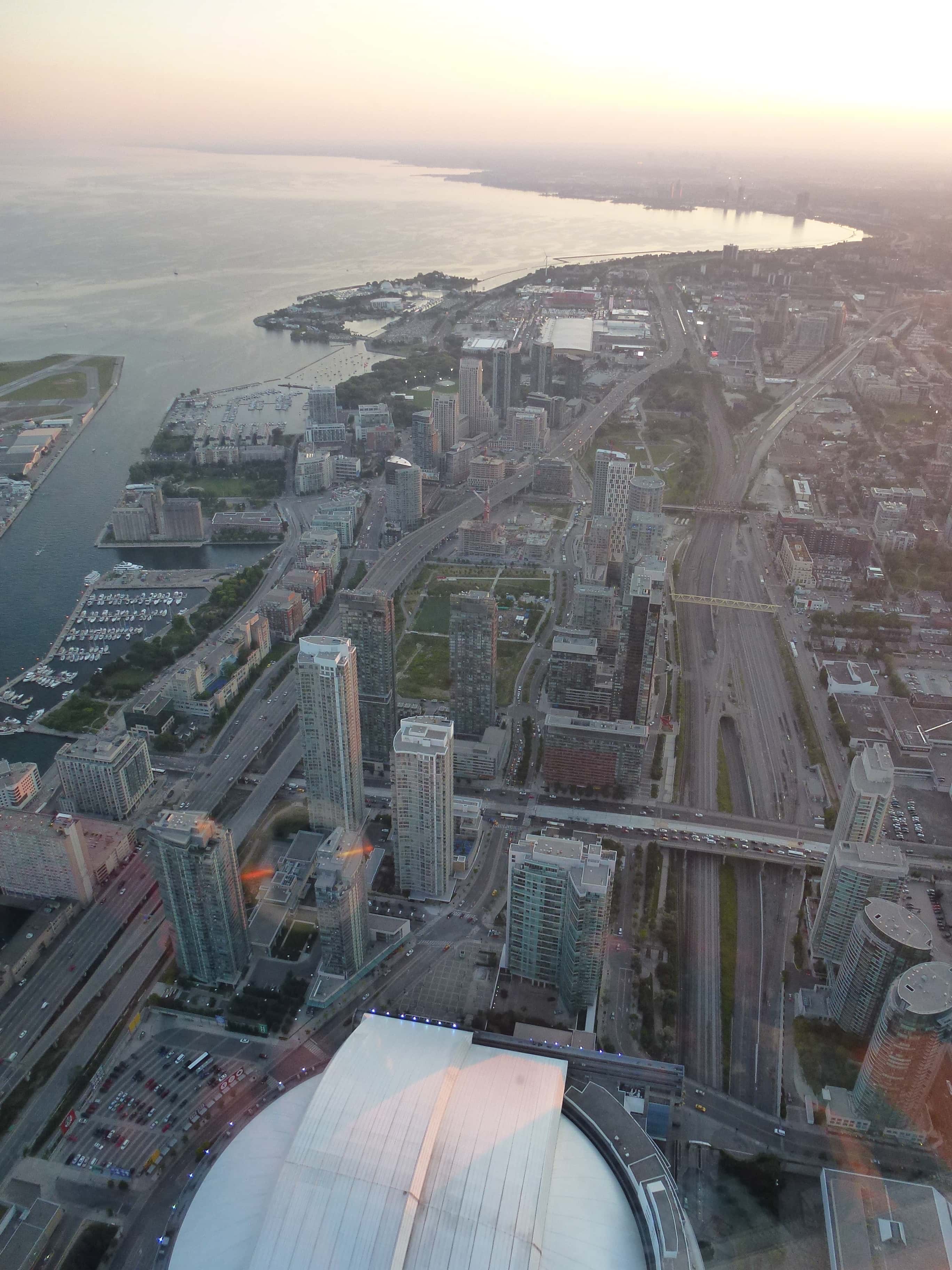 View from the SkyPod at the CN Tower in Toronto, Ontario, Canada