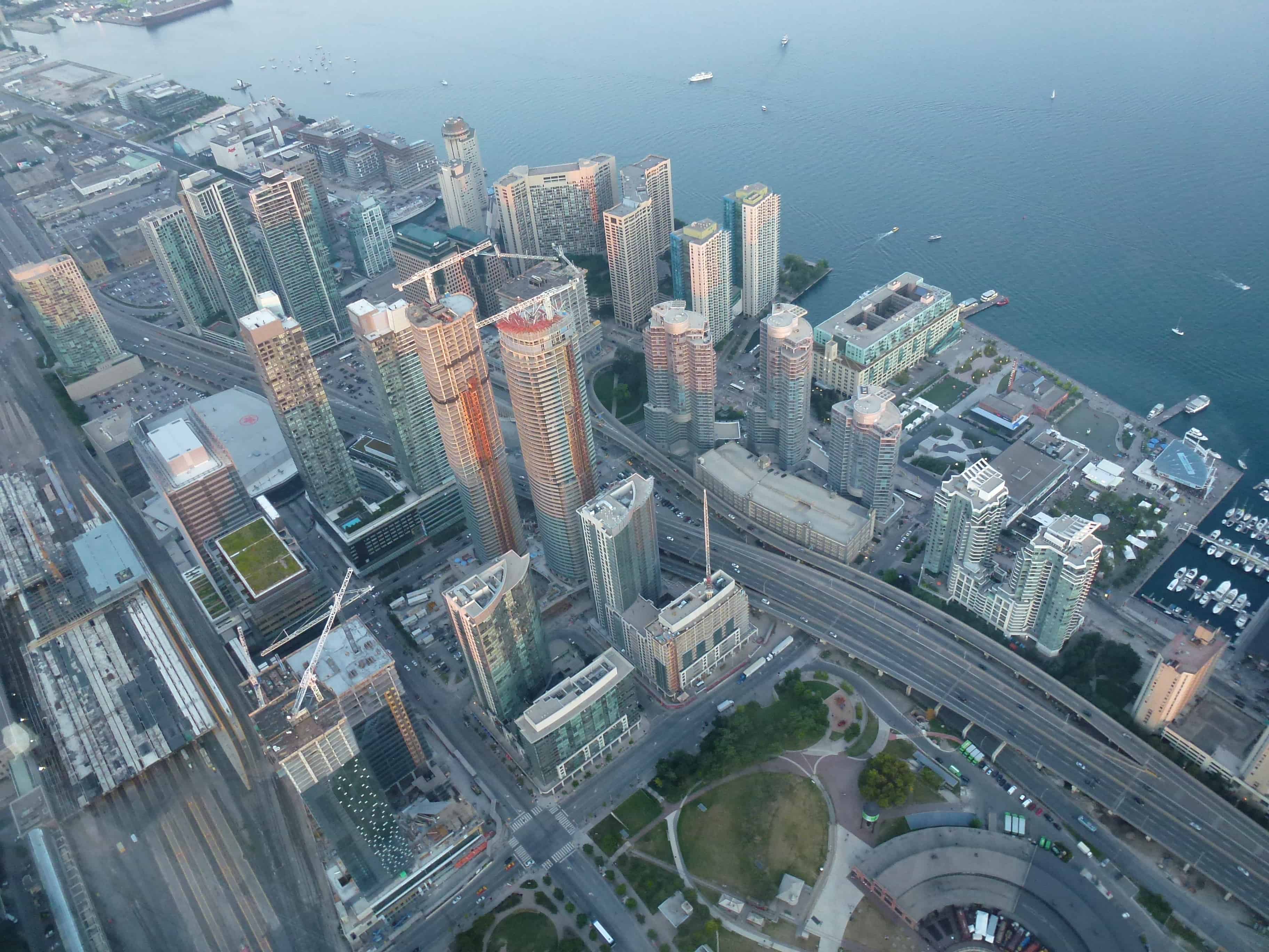 View from the SkyPod at the CN Tower in Toronto, Ontario, Canada
