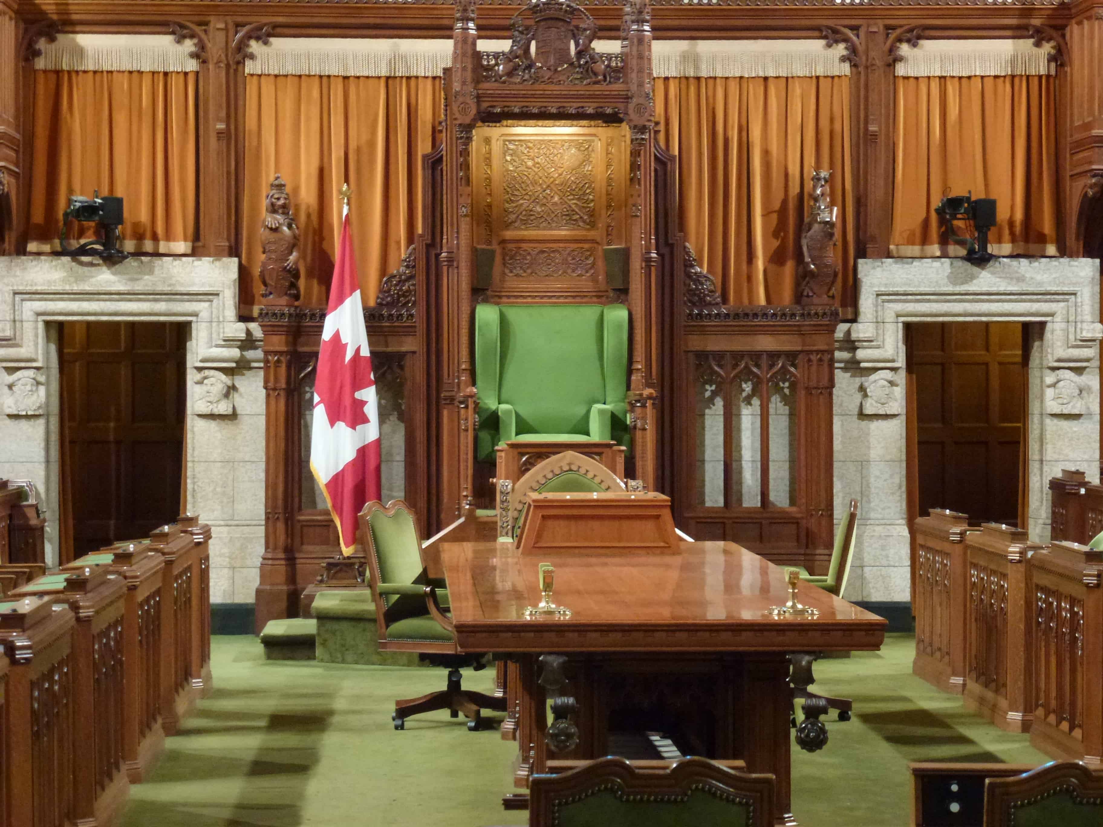 House of Commons chamber at Parliament Centre Block in Ottawa, Ontario Canada