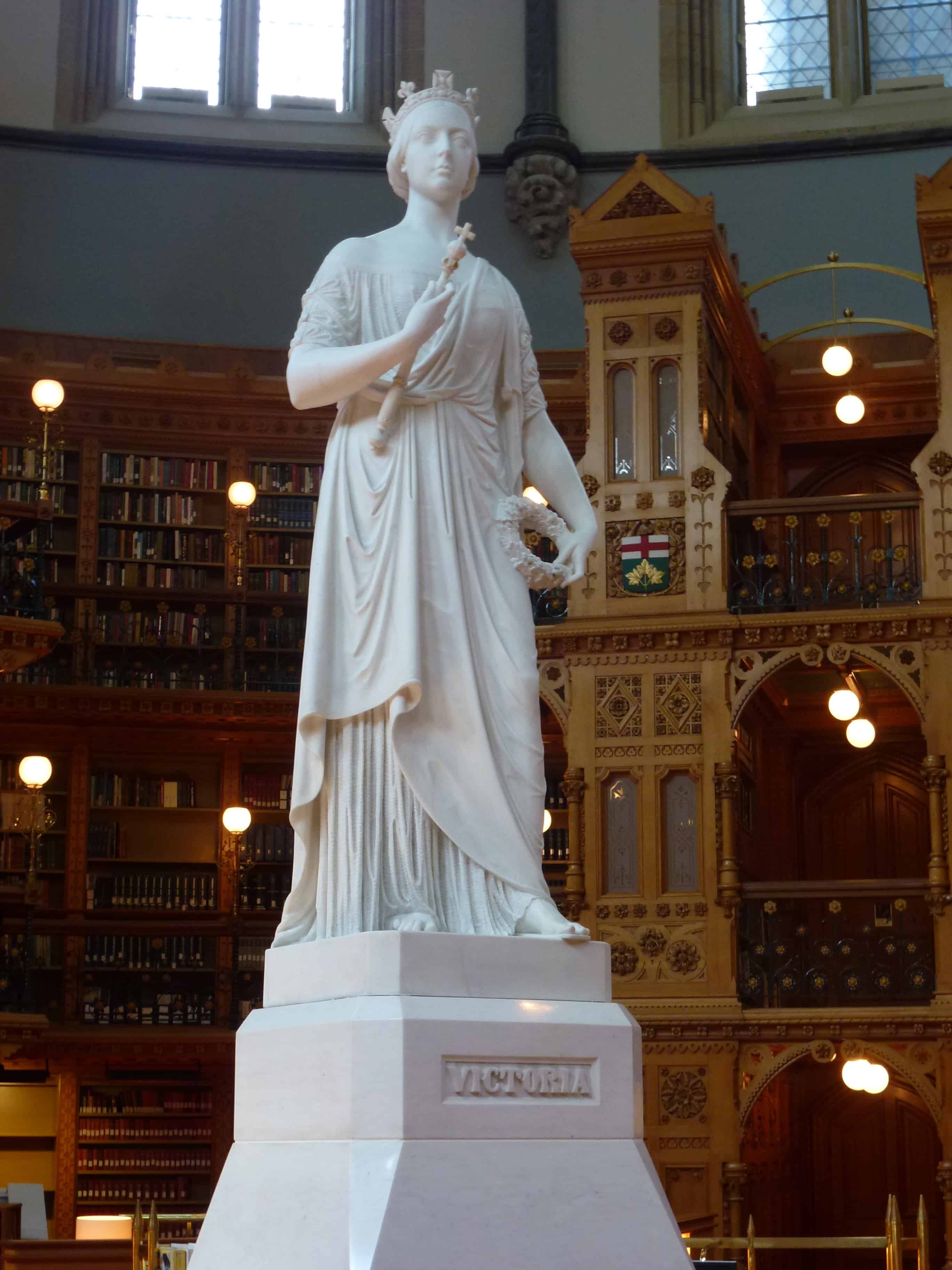 Statue of Queen Victoria in the Library of Parliament at Parliament Centre Block in Ottawa, Ontario Canada