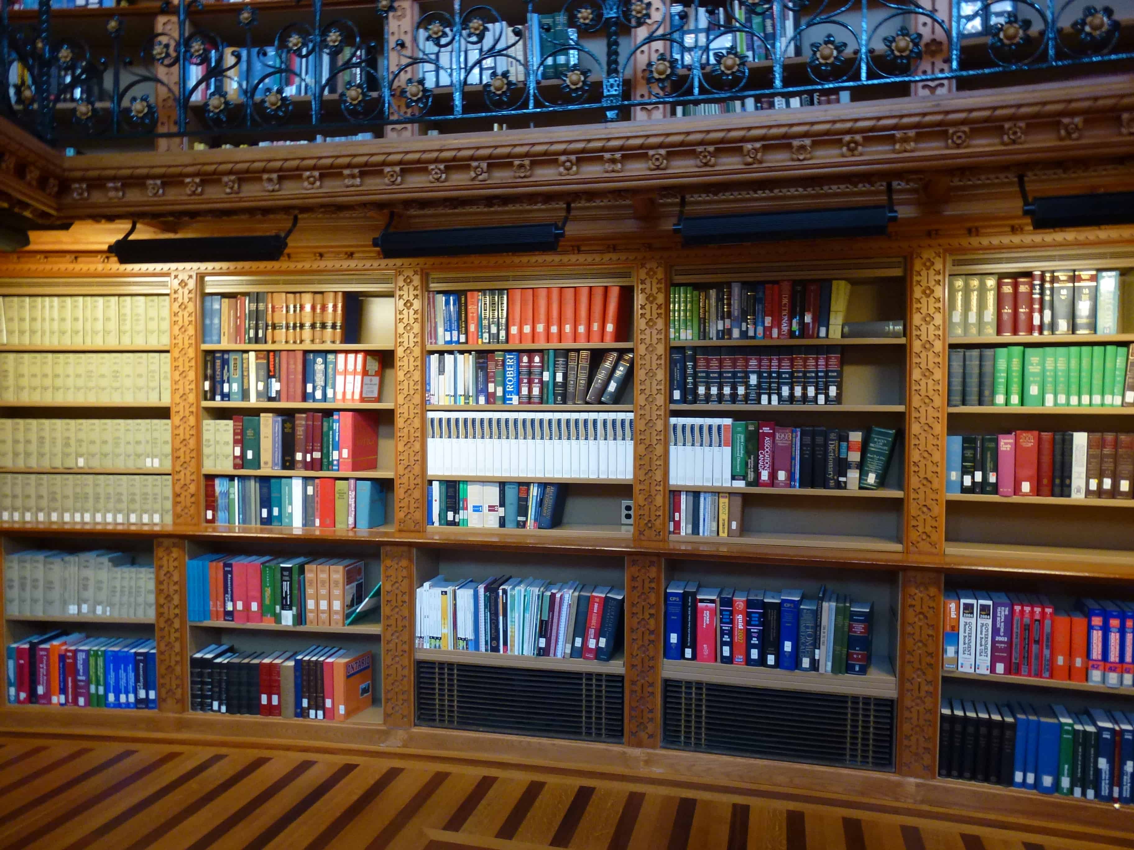 Bookcases in the Library of Parliament at Parliament Centre Block in Ottawa, Ontario Canada