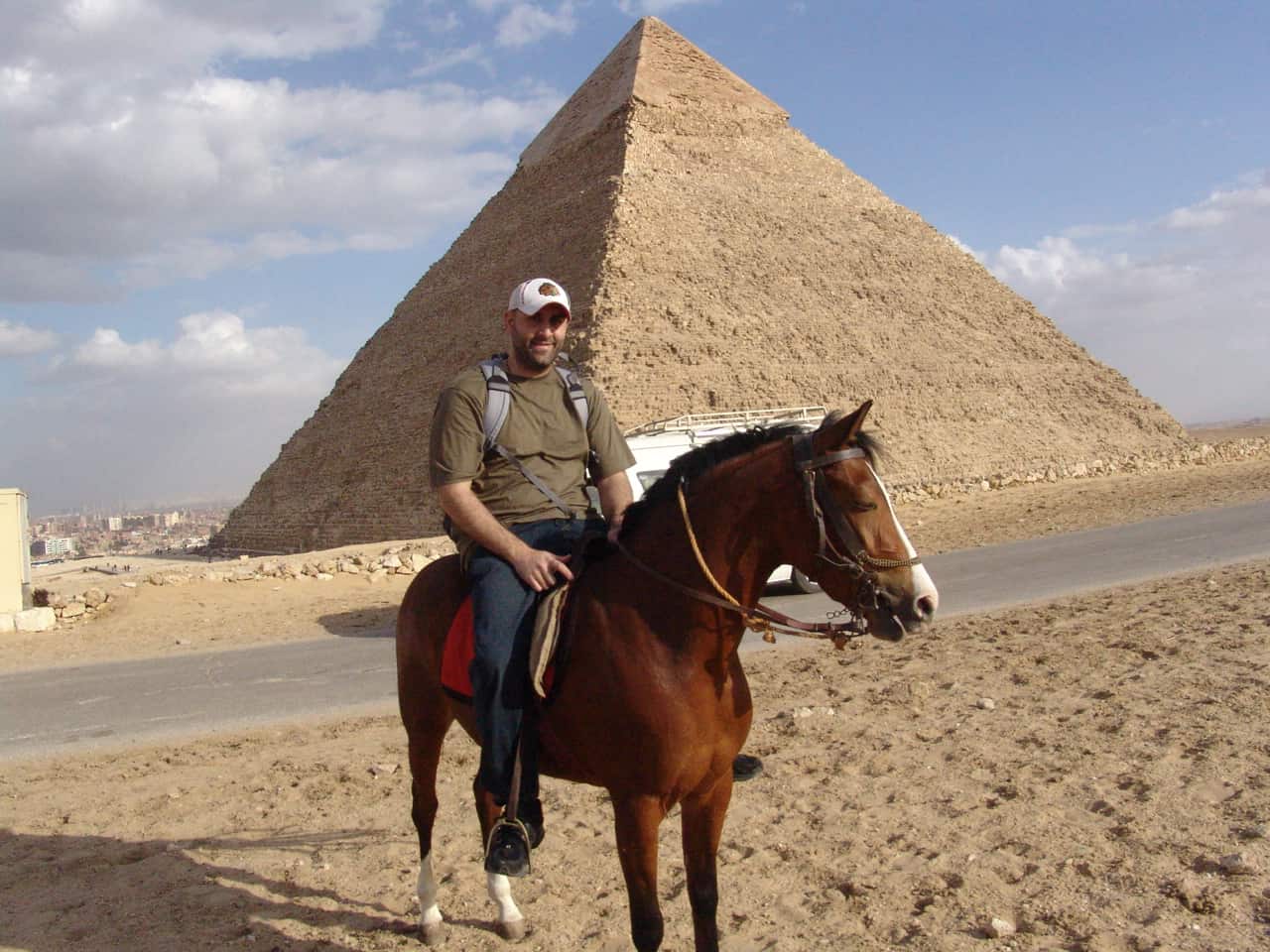 On horseback at the Pyramids of Giza in Egypt