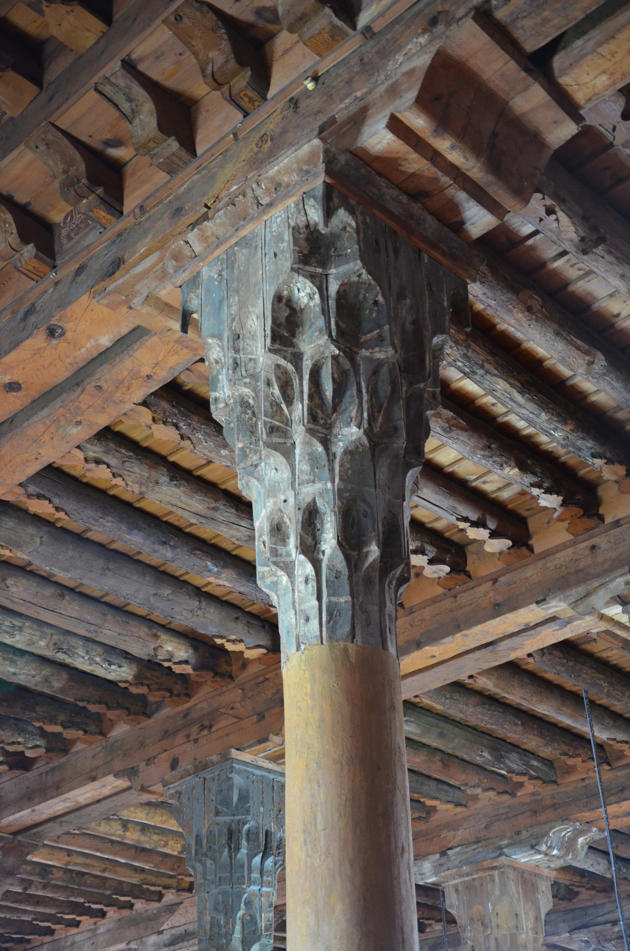 Wooden column of the Great Mosque in Afyon, Turkey