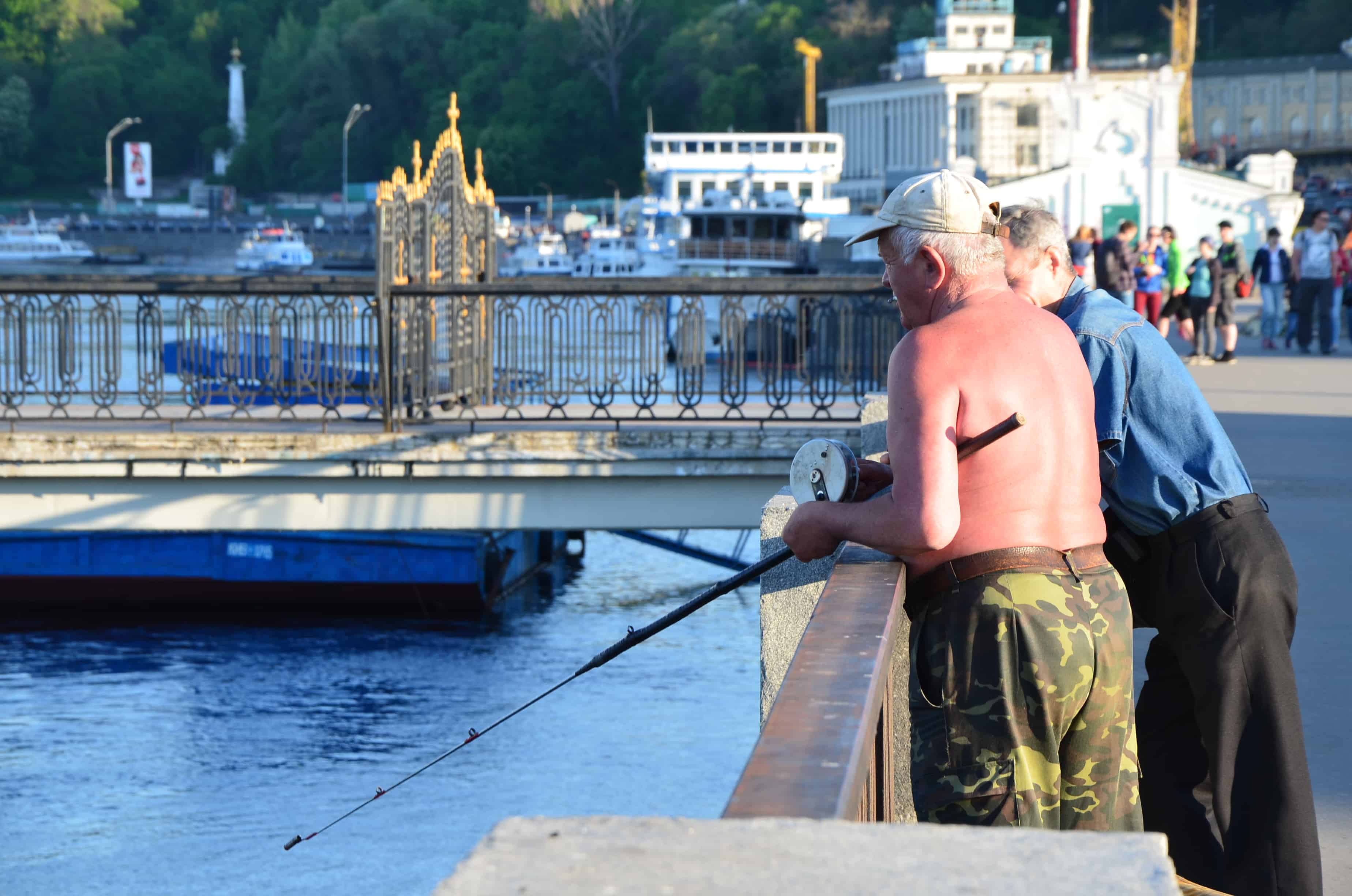 Fishermen in Kyiv, Ukraine