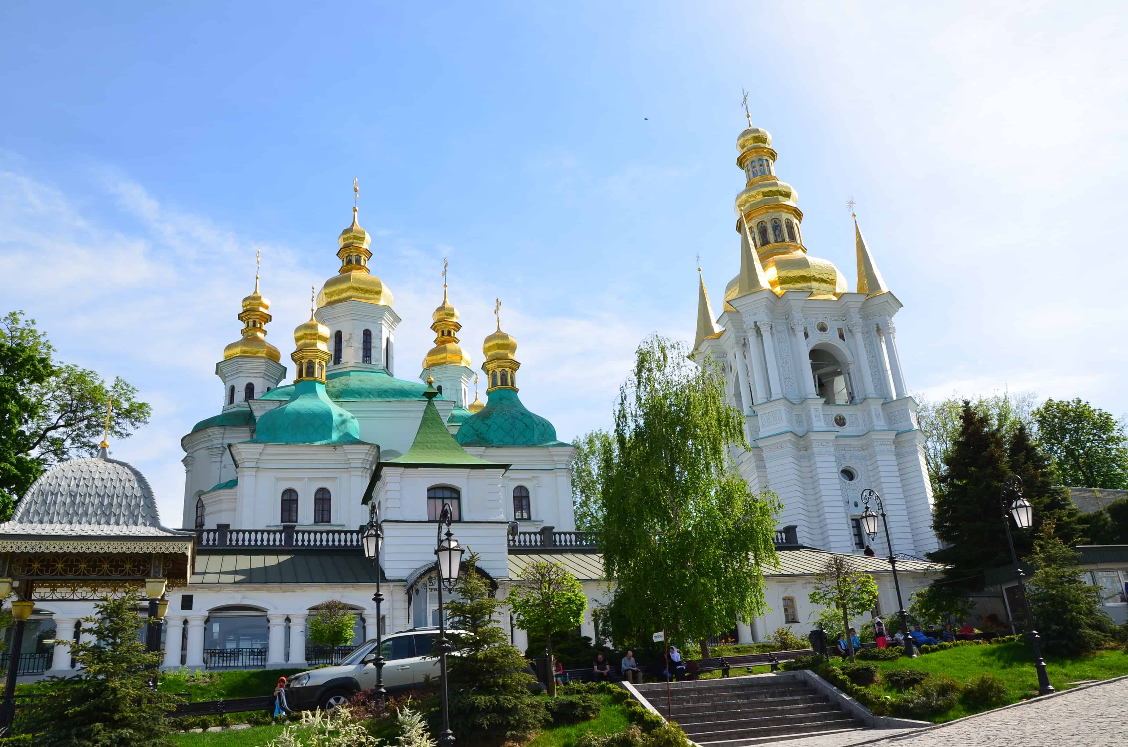 Refectory Church and bell tower at Kyiv Pechersk Lavra in Kyiv, Ukraine