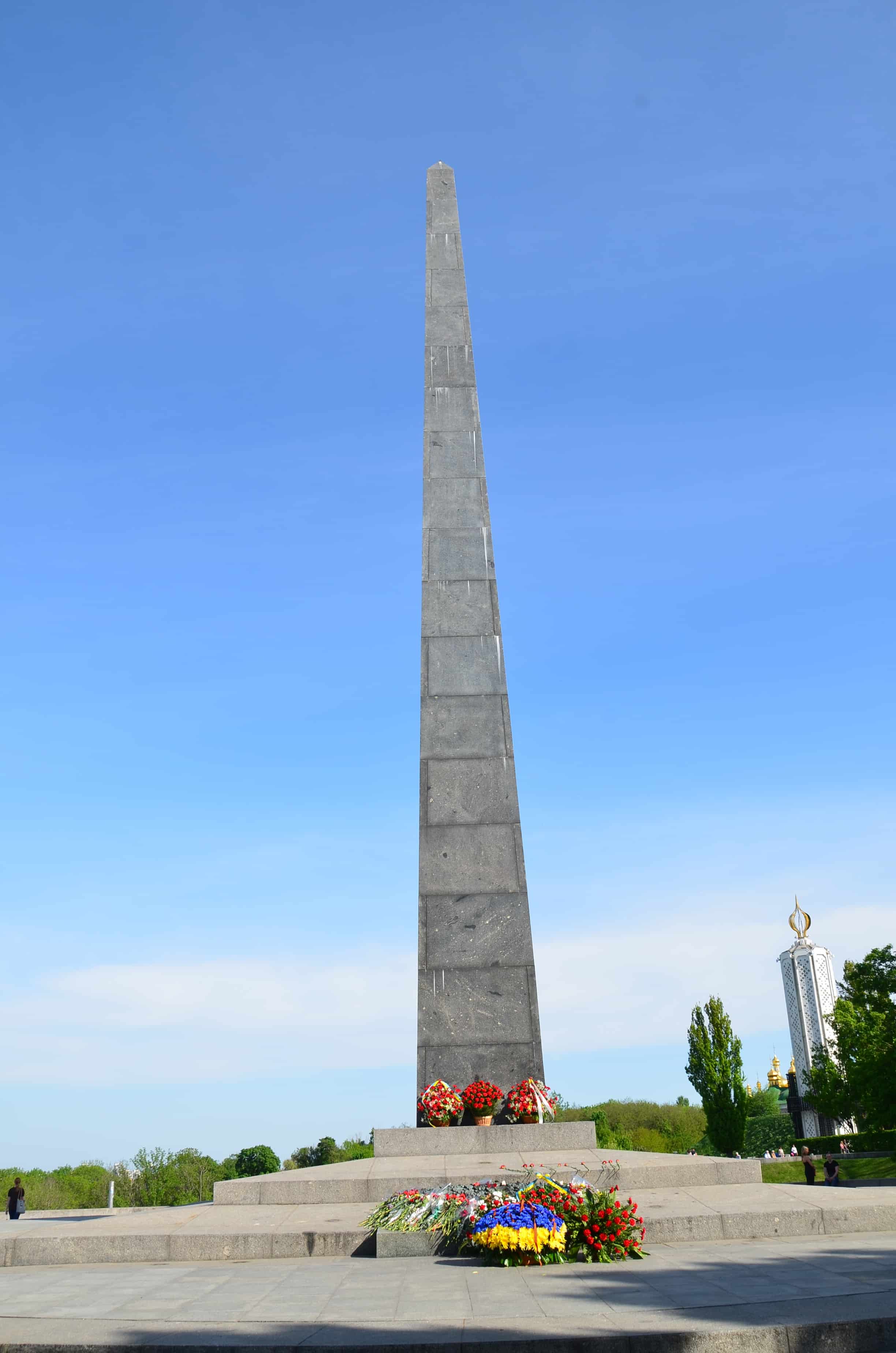 Glory Obelisk at the Tomb of the Unknown Soldier at Slavy Park in Kyiv, Ukraine