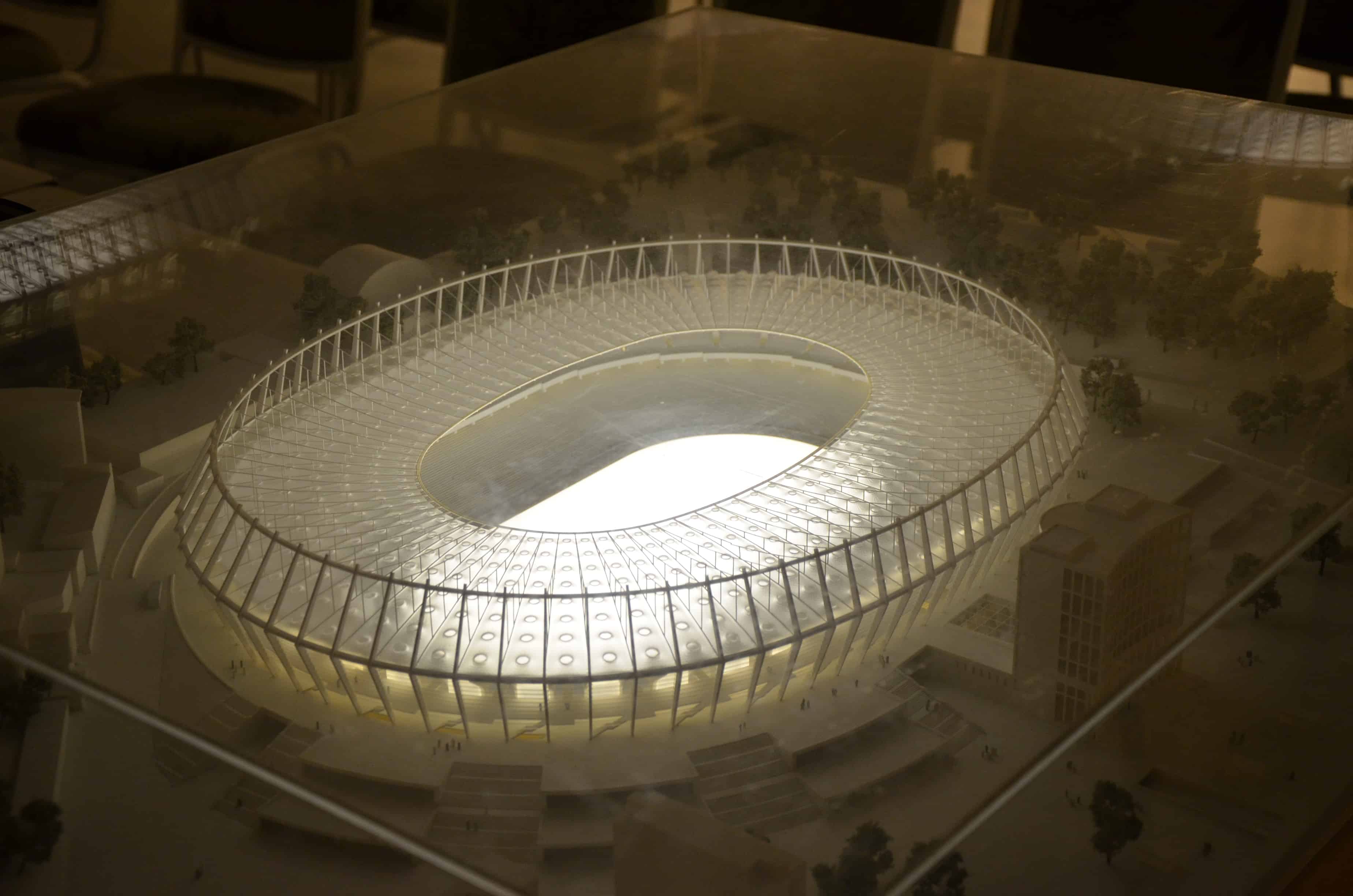 Stadium model in the gallery at Olimpiyskiy National Sports Complex in Kyiv, Ukraine