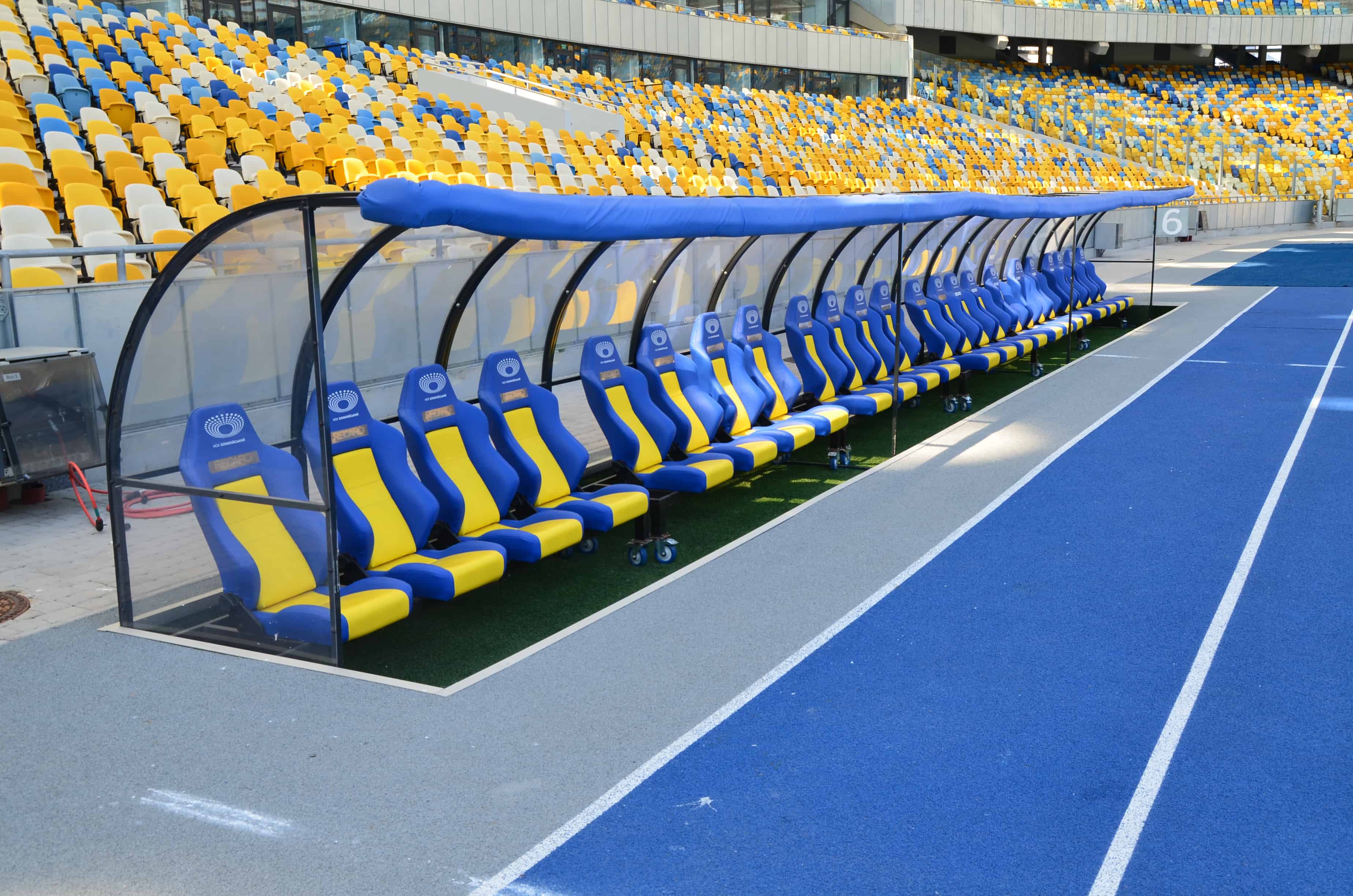 Bench at Olimpiyskiy National Sports Complex in Kyiv, Ukraine