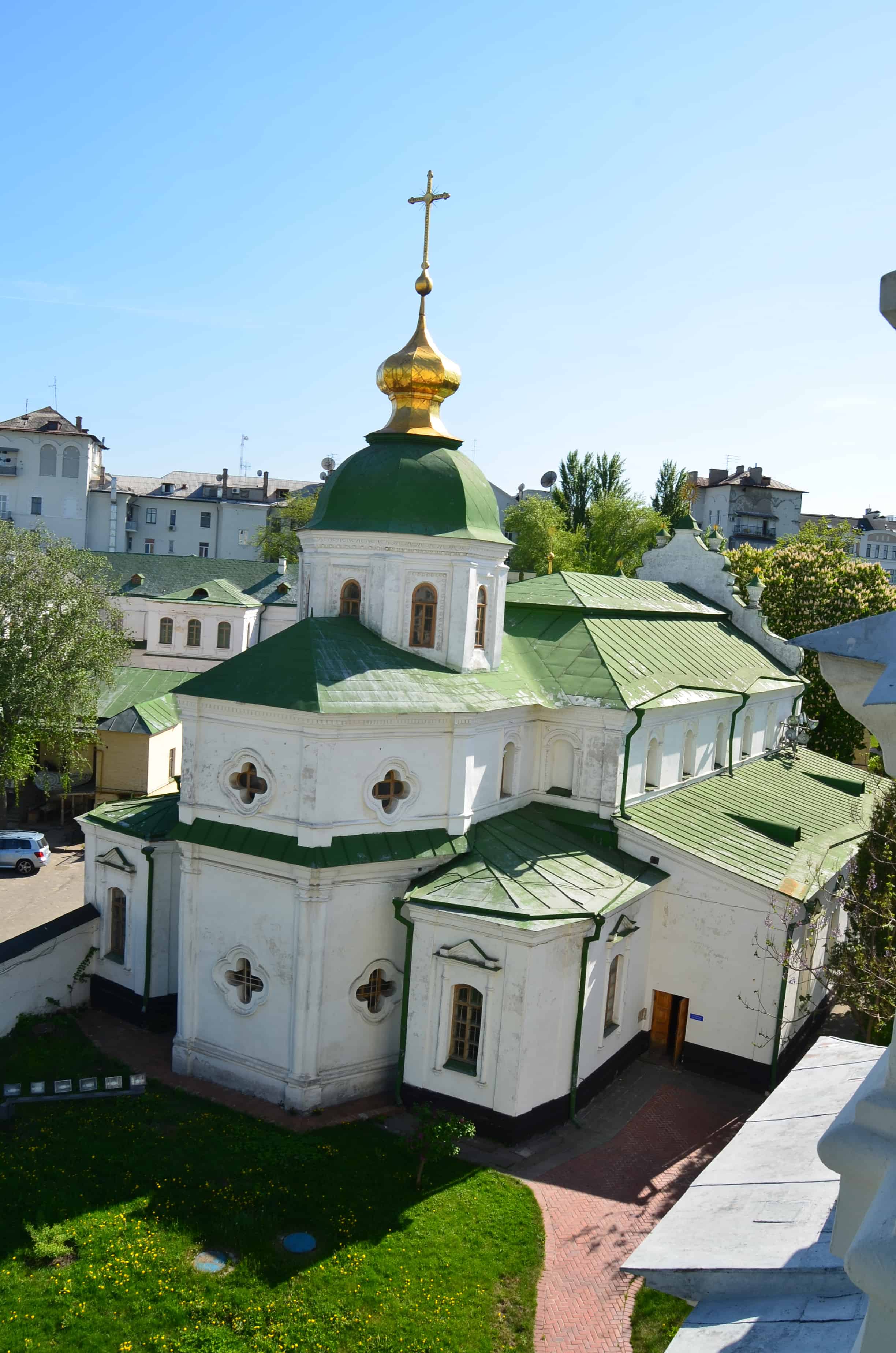 Refectory Church from the bell tower at Saint Sophia Cathedral complex in Kyiv, Ukraine