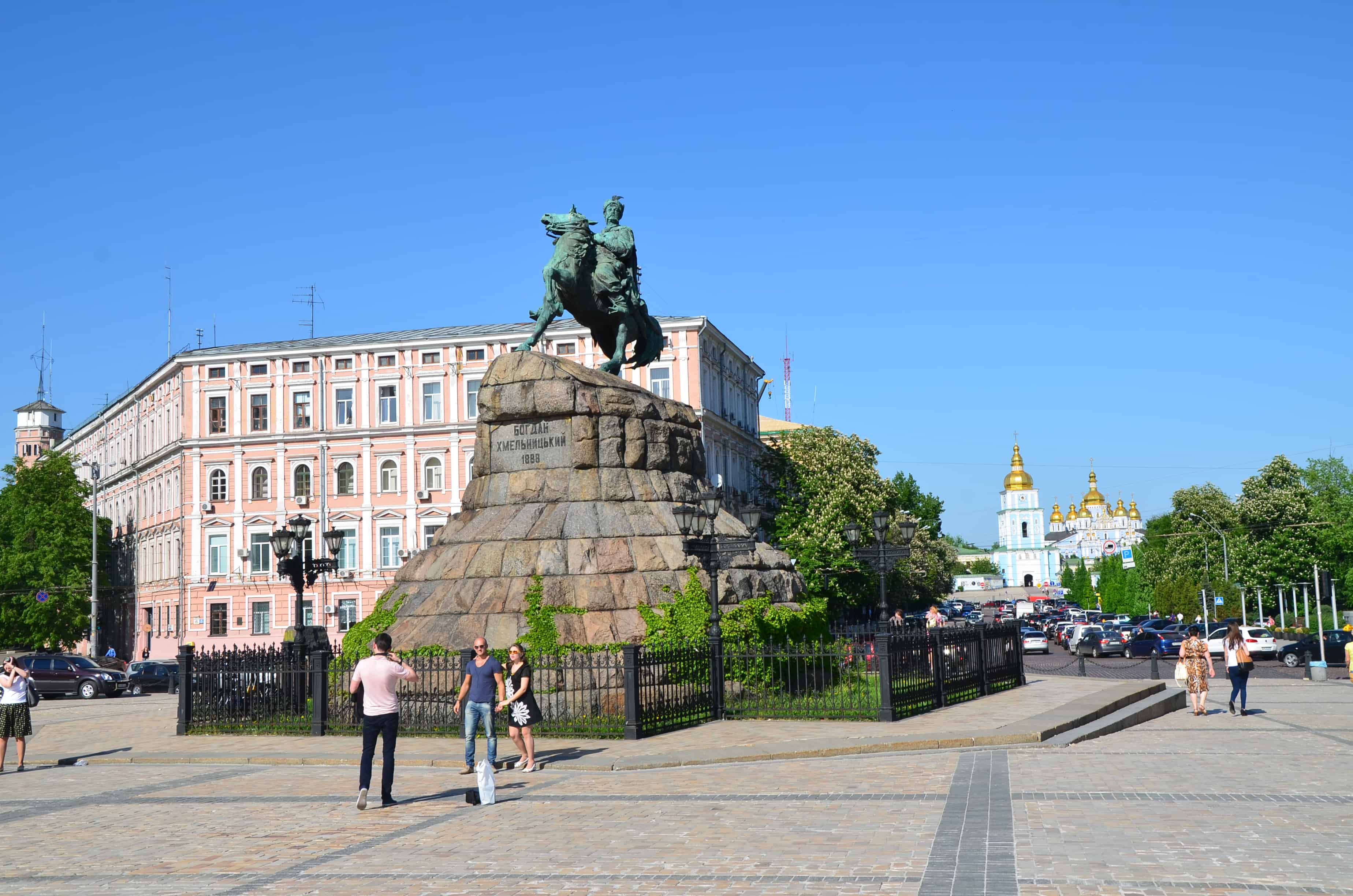 Bohdan Khmelnytskyi monument at Sofiyska Square in Kyiv, Ukraine