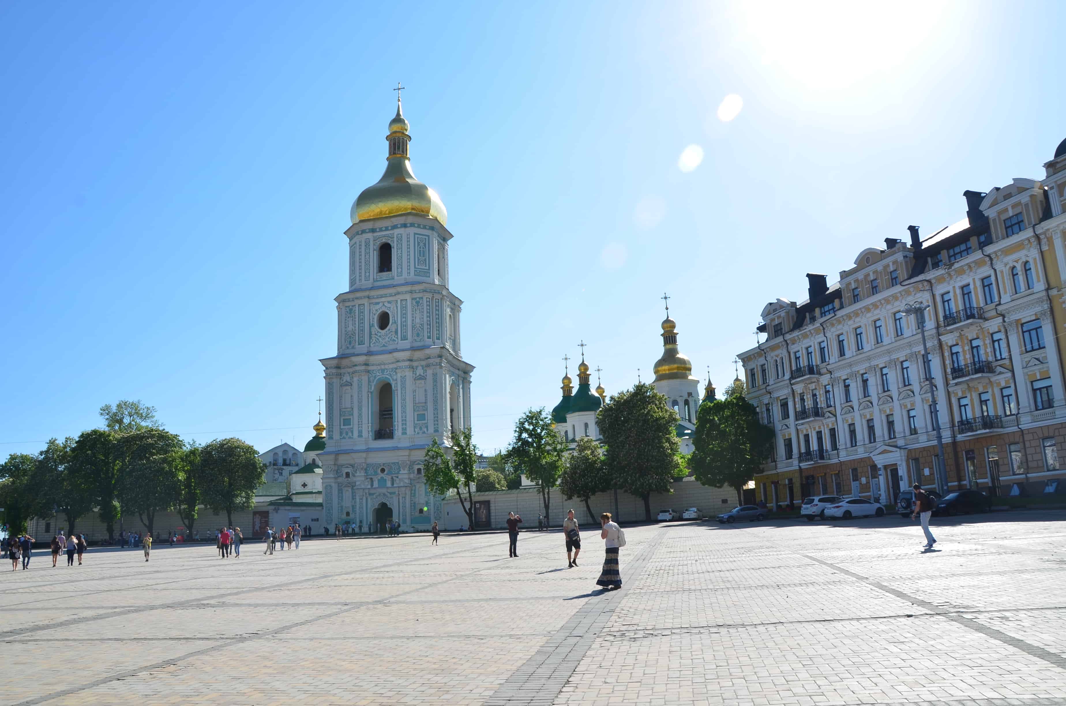 Exterior of the complex at Saint Sophia Cathedral complex in Kyiv, Ukraine