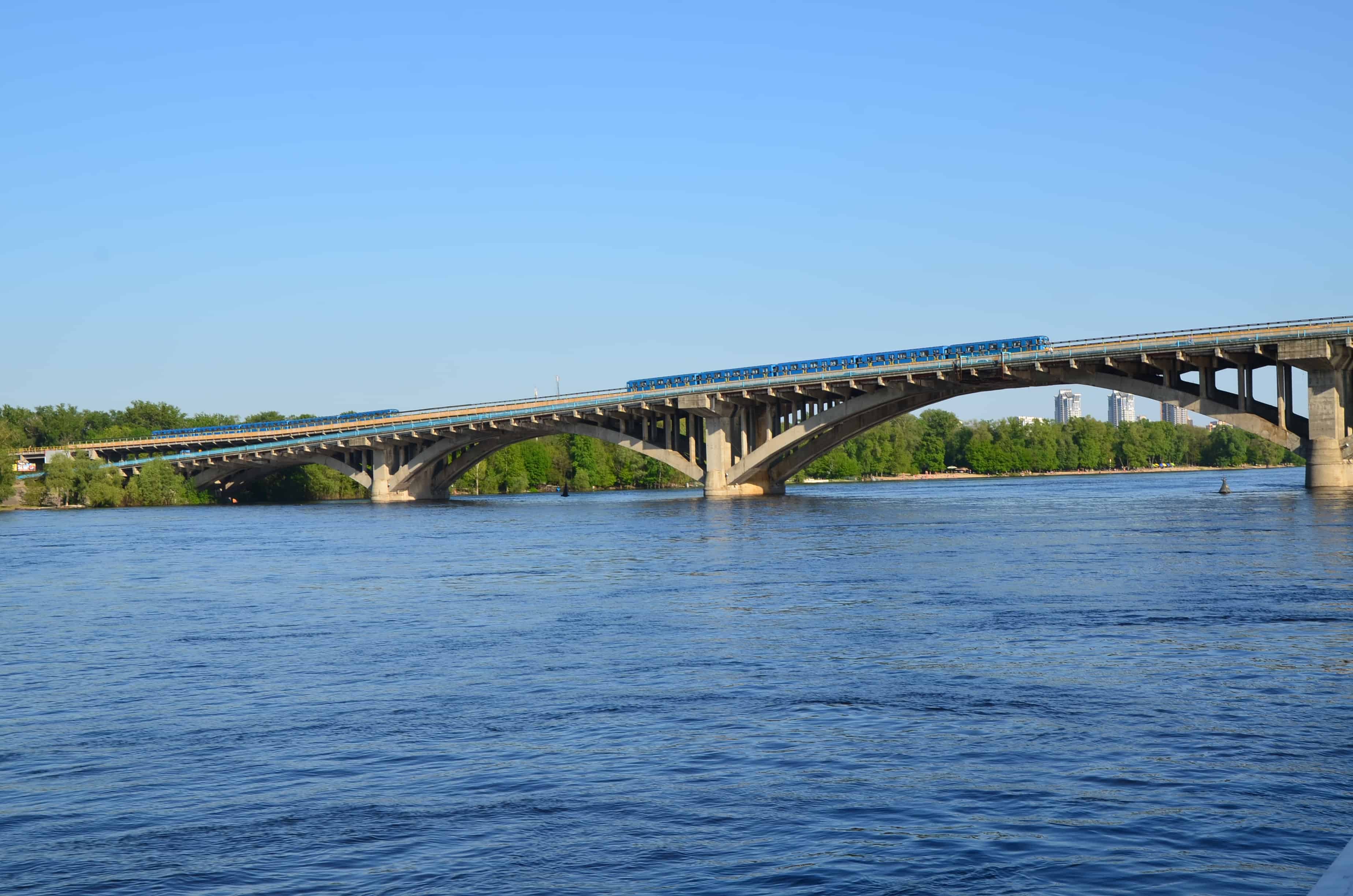 Metro Bridge on the Dnieper River cruise in Kyiv, Ukraine